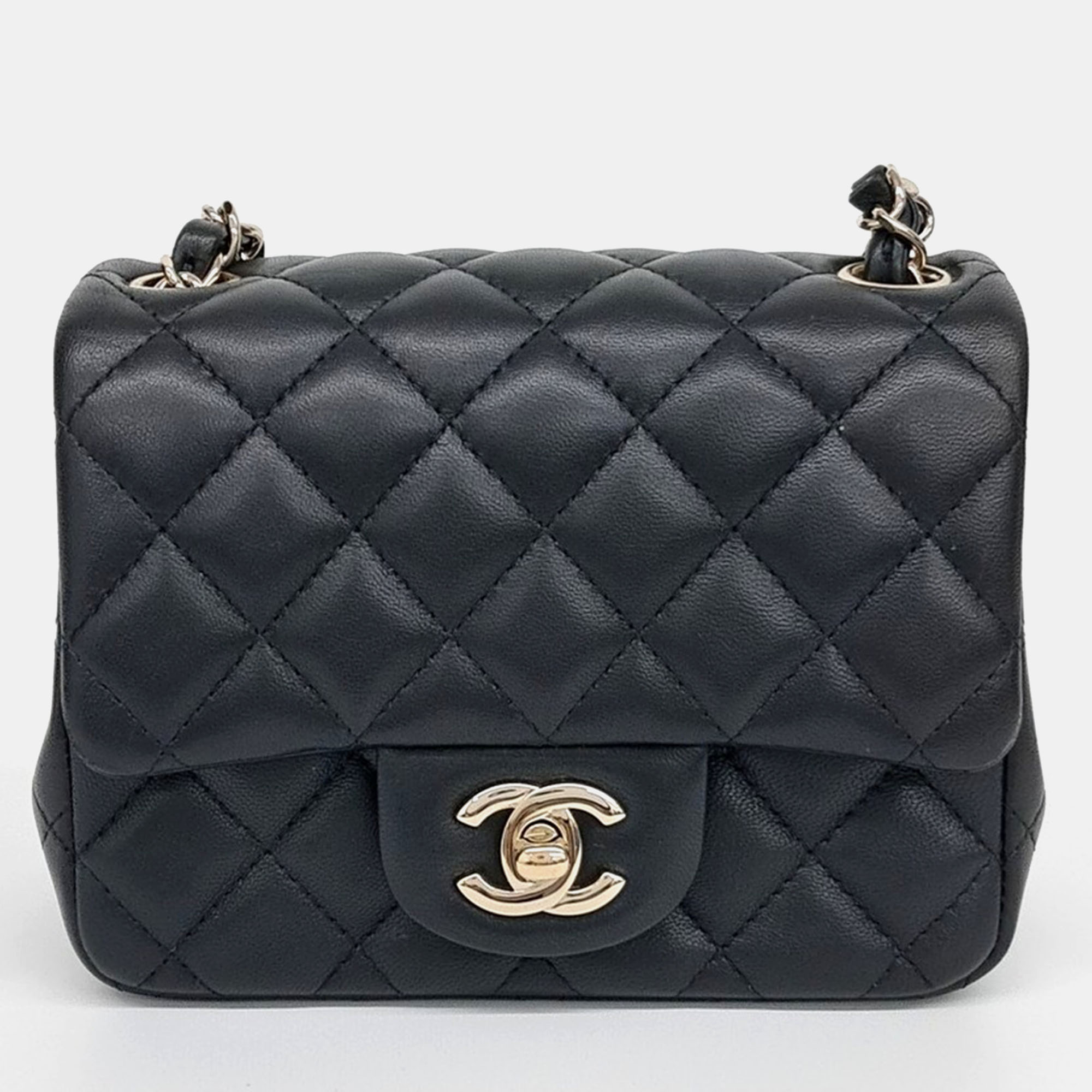 Pre-owned Chanel Petit Sac Lambskin Crossbody Bag In Black