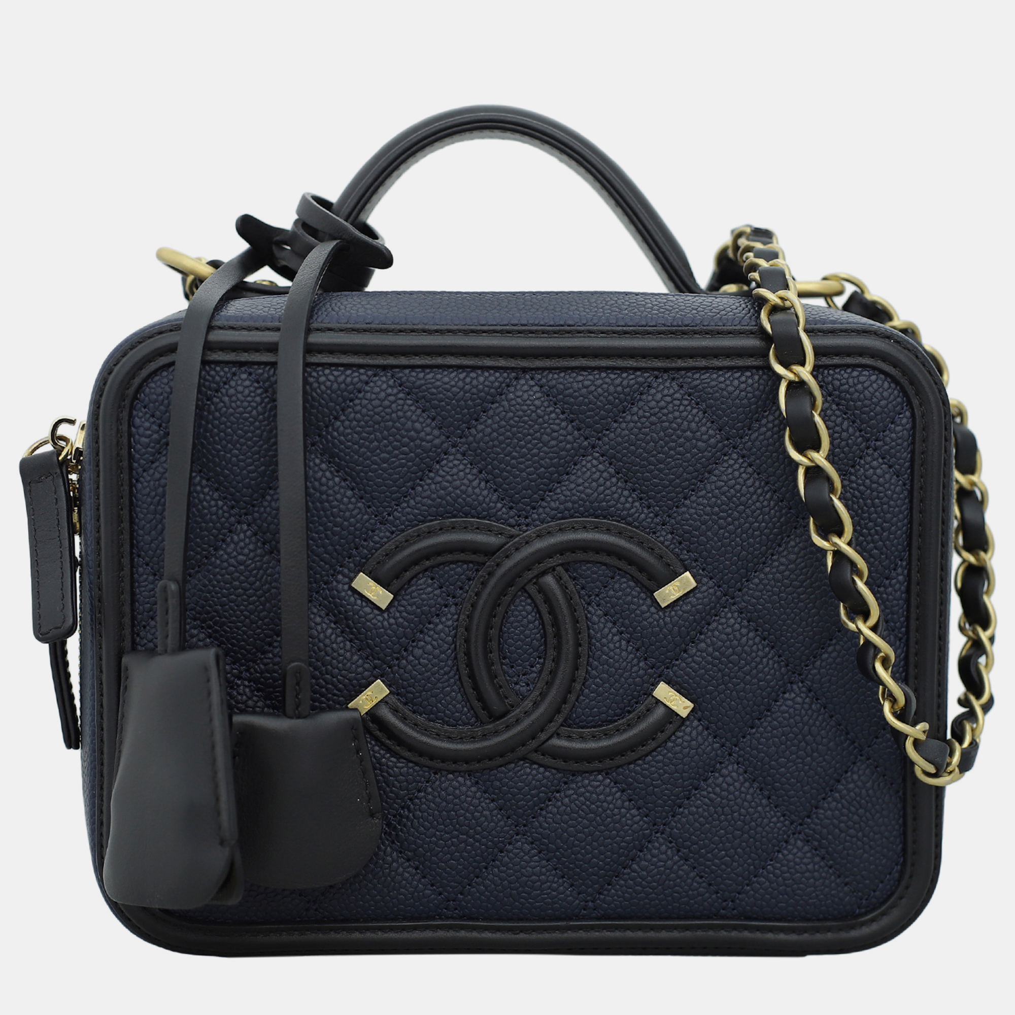 

Chanel Dark Blue Caviar Medium CC Filigree Vanity Bag