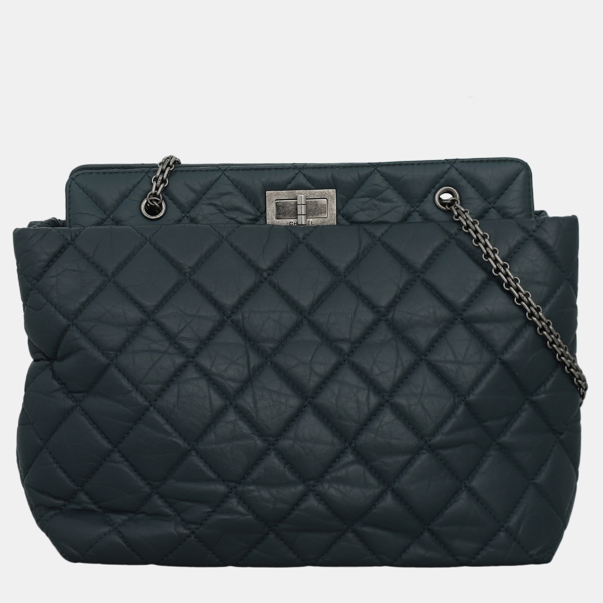 

Chanel Dark Blue Quilted Aged Calfskin Reissue 2.55 Tote Bag