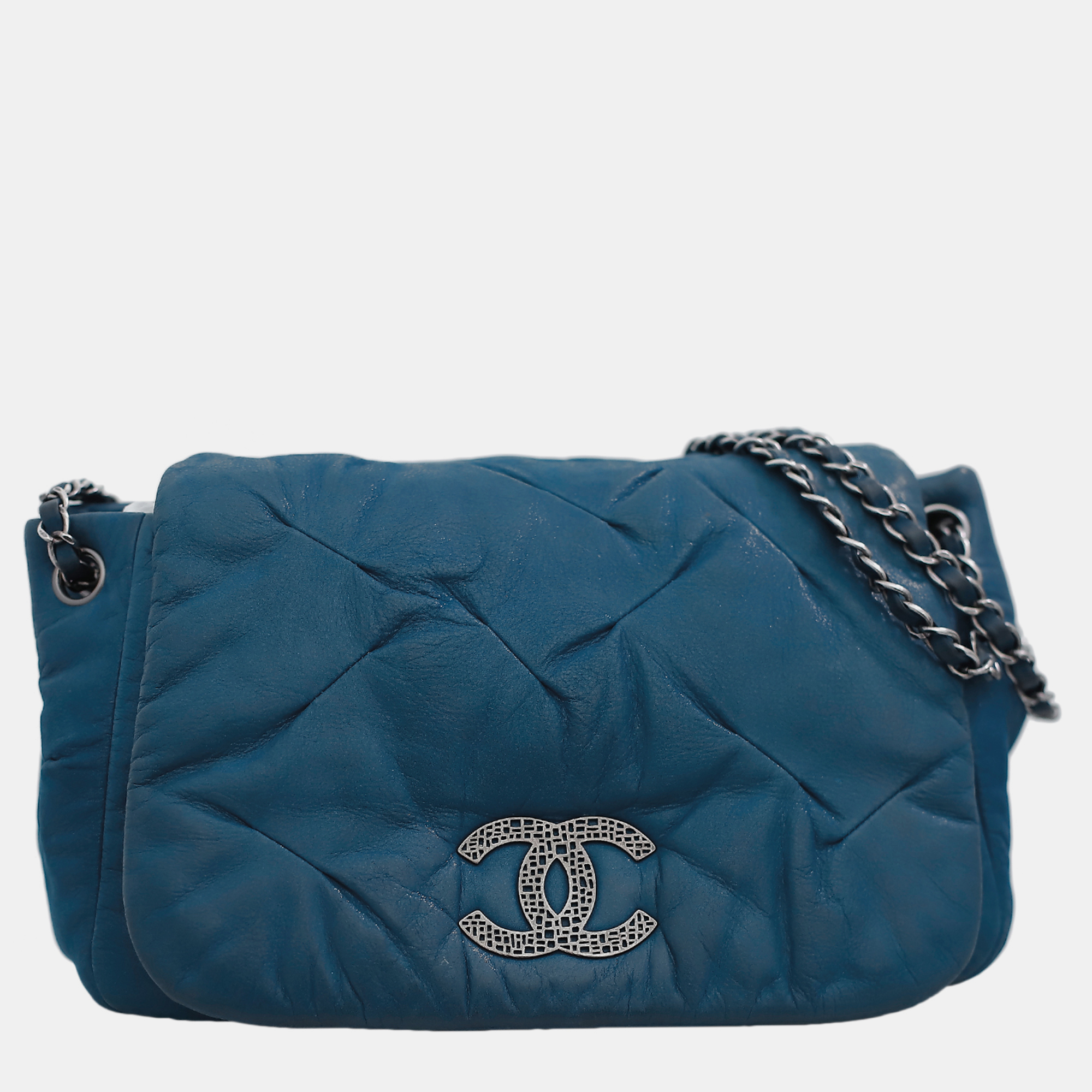 Pre-owned Chanel Blue Leather Flap Shoulder Bag