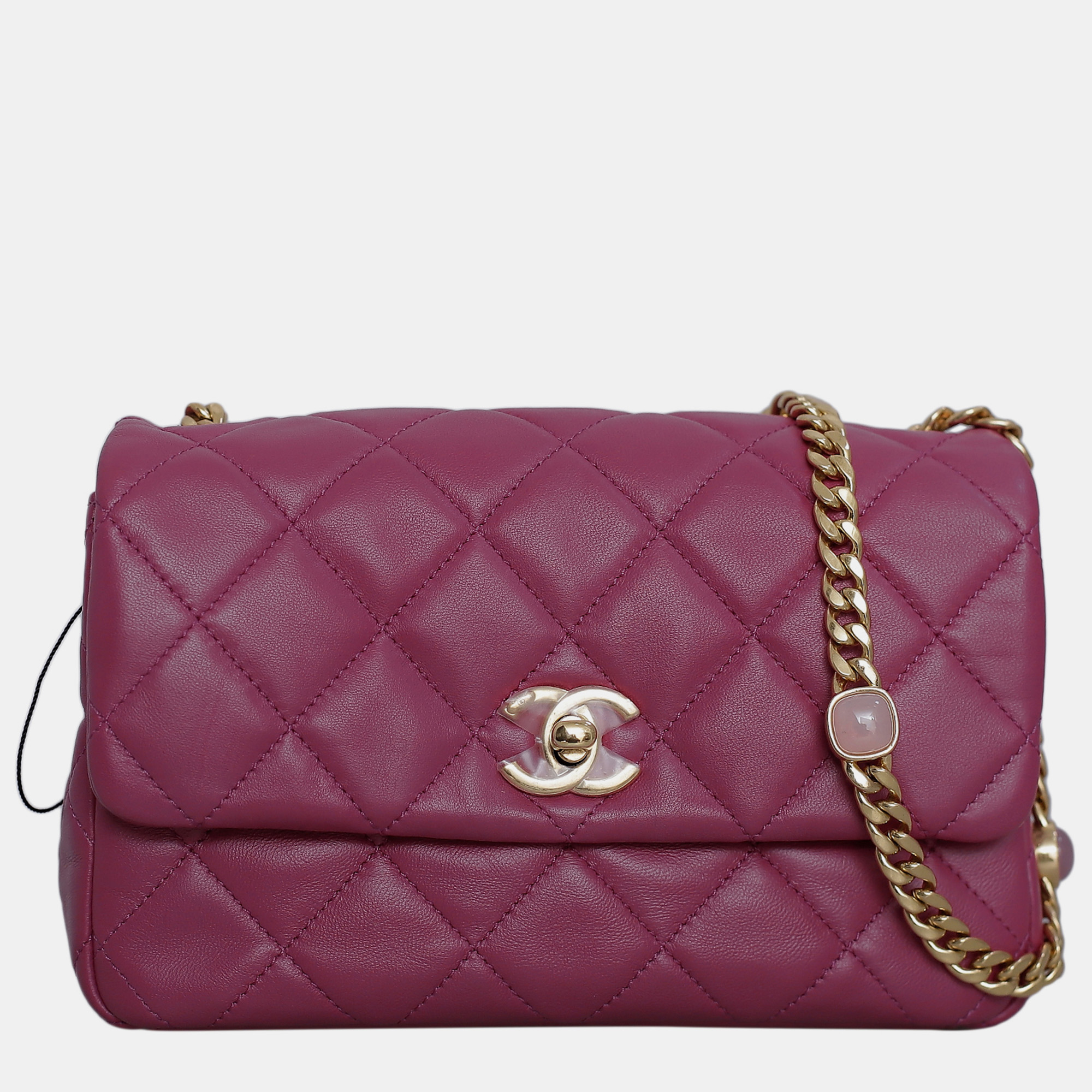 Pre-owned Chanel Fushcia Lambskin Leather Small Flap Bag In Pink