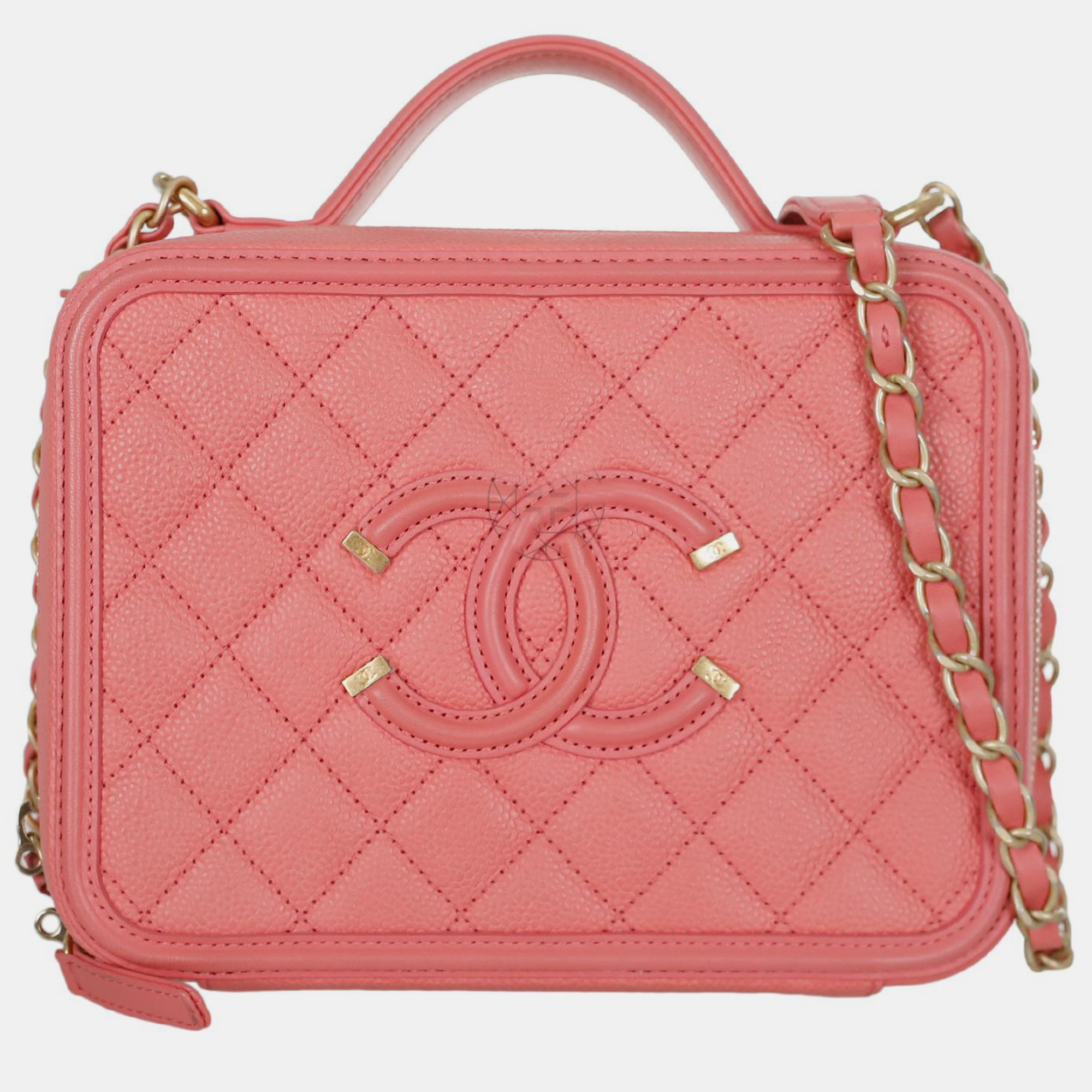 Pre-owned Chanel Pink Medium Caviar Vanity Case