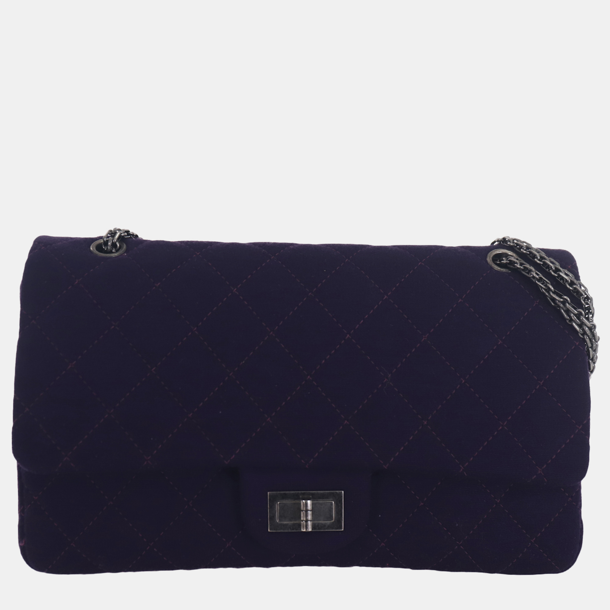 Pre-owned Chanel Purple Large 227 Reissue Jersey Double Flap Bag