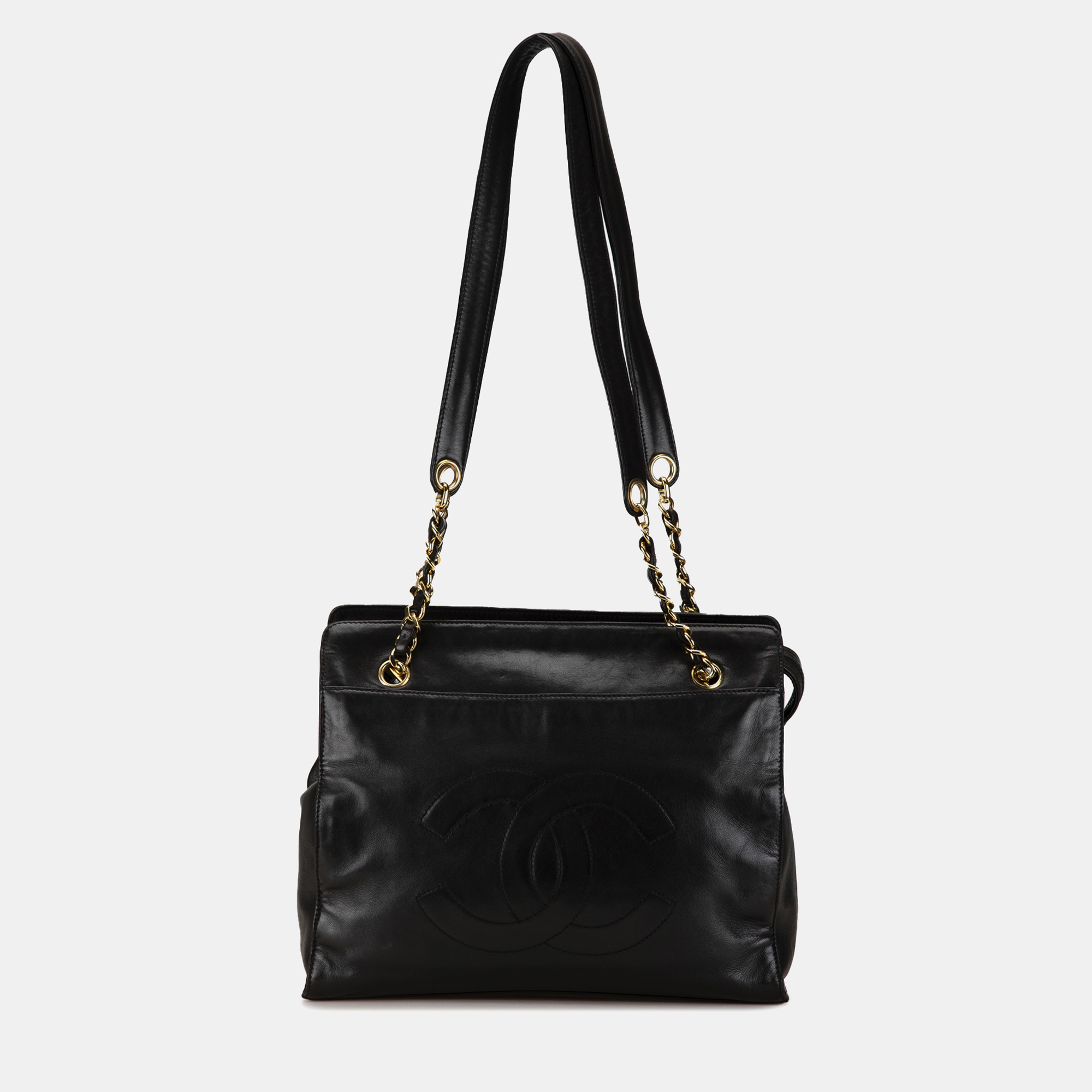 

Chanel CC Lambskin Chain Tote Bag, Black