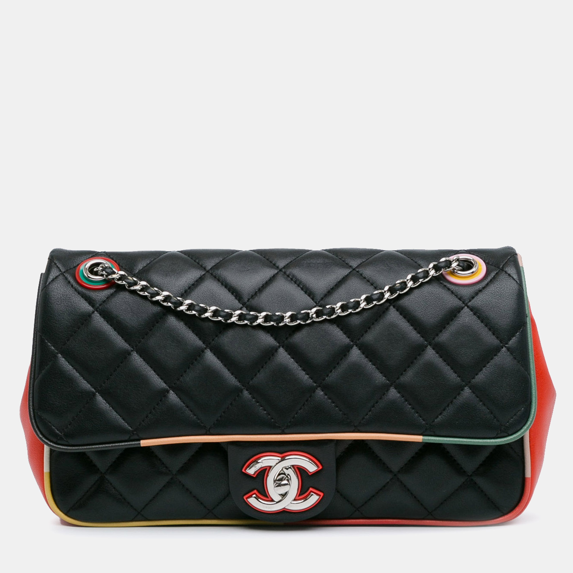 

Chanel Multicolour Quilted Lambskin Cuba Color Medium Flap Bag, Black