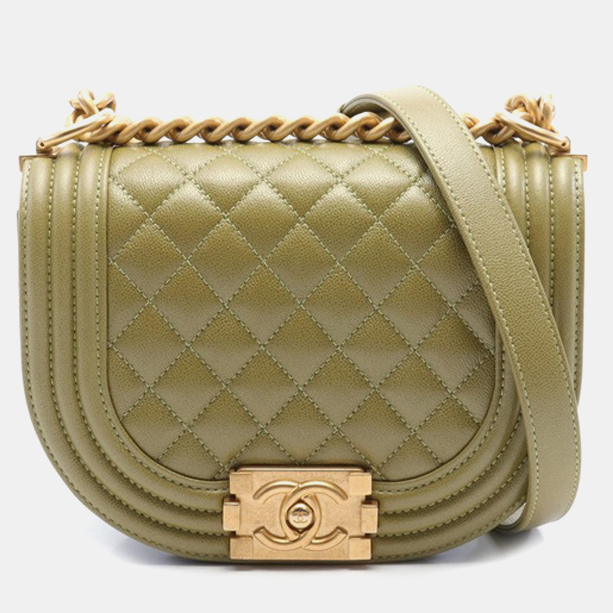 

Chanel Small Quilted Caviar Messenger Bag, Green