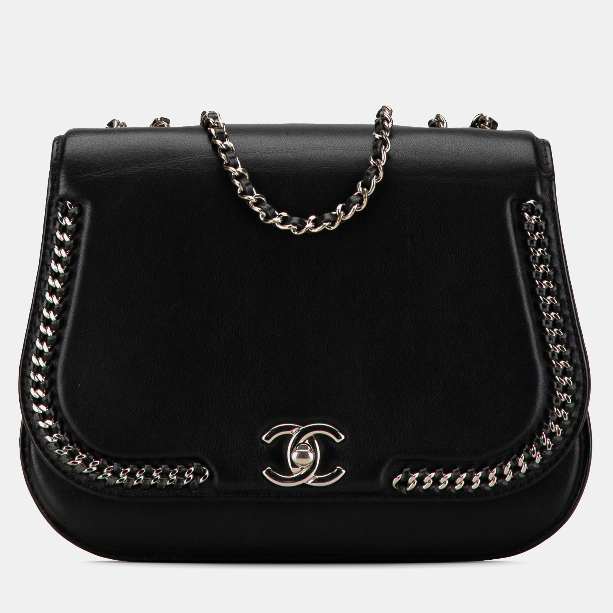 

Chanel Small Calfskin Braided Chic Flap Bag, Black