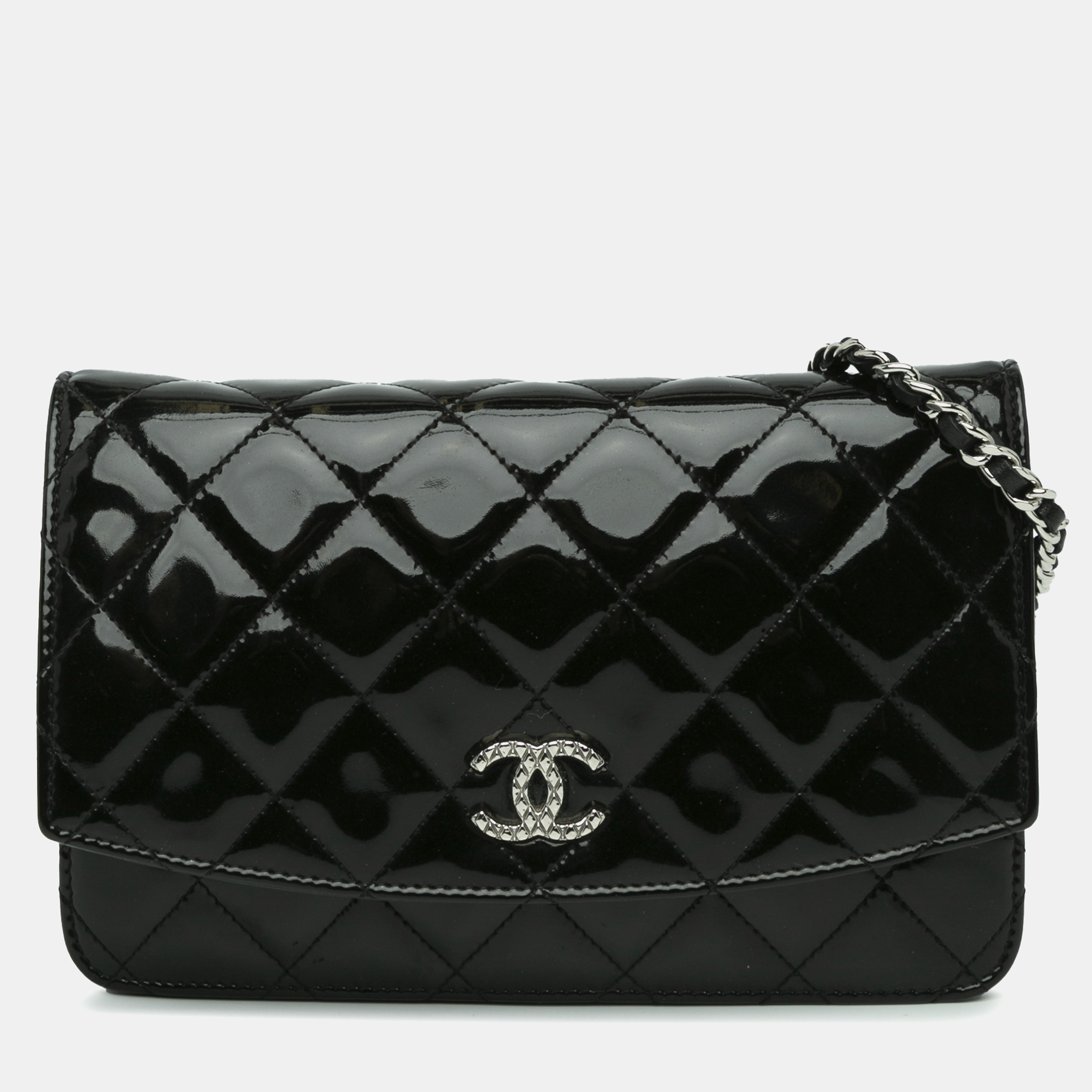 

Chanel Quilted Patent Brilliant Wallet On Chain, Black