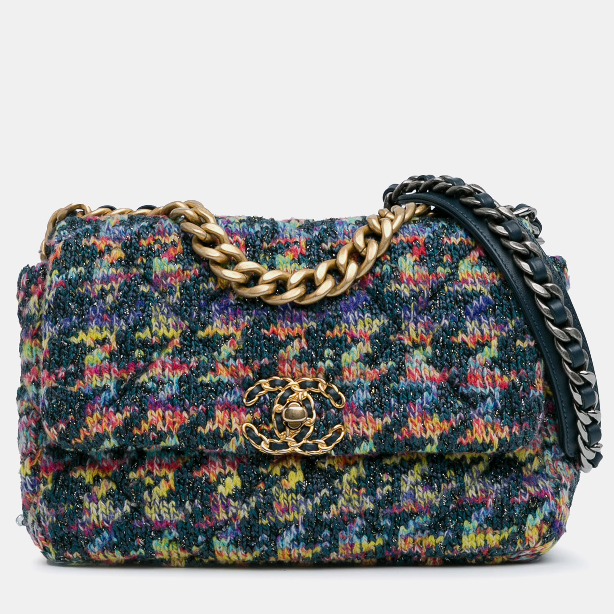 Pre-owned Chanel Large Multicolor Tweed 19 Flap Bag