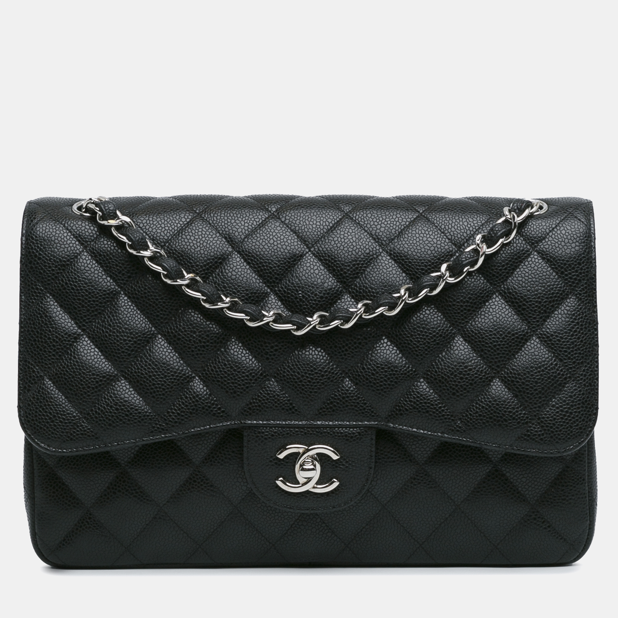 

Chanel Jumbo Classic Caviar Double Flap Bag, Black