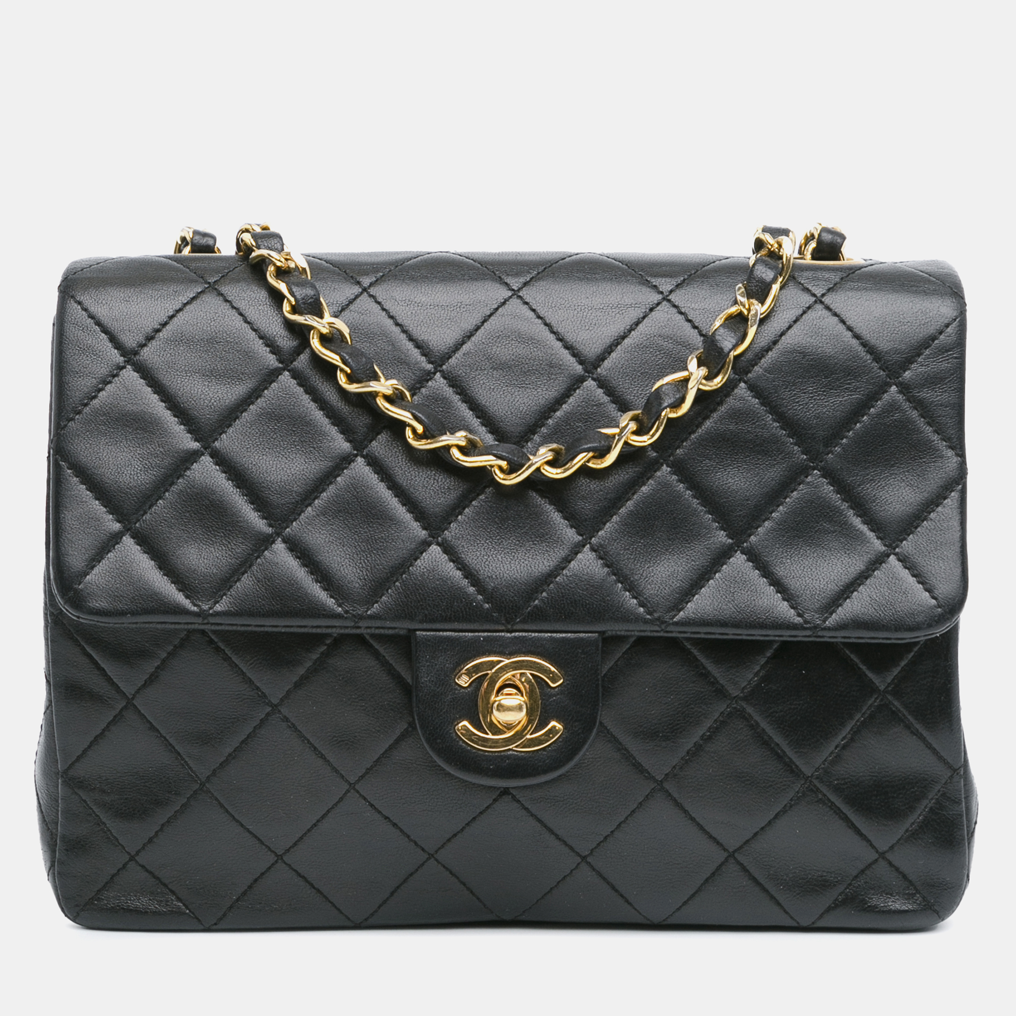 

Chanel Mini Square Classic Lambskin Leather Single Flap Bag, Black