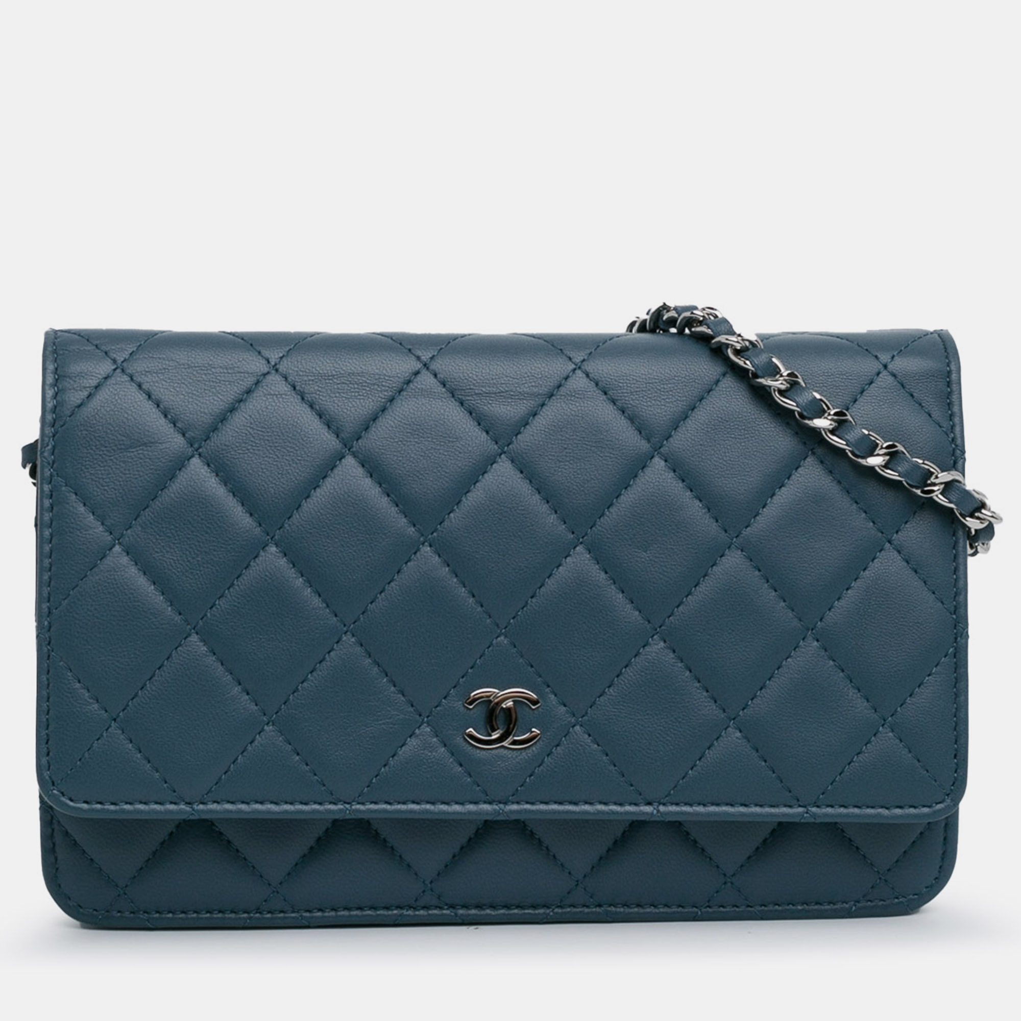 

Chanel Classic Lambskin Wallet on Chain, Blue