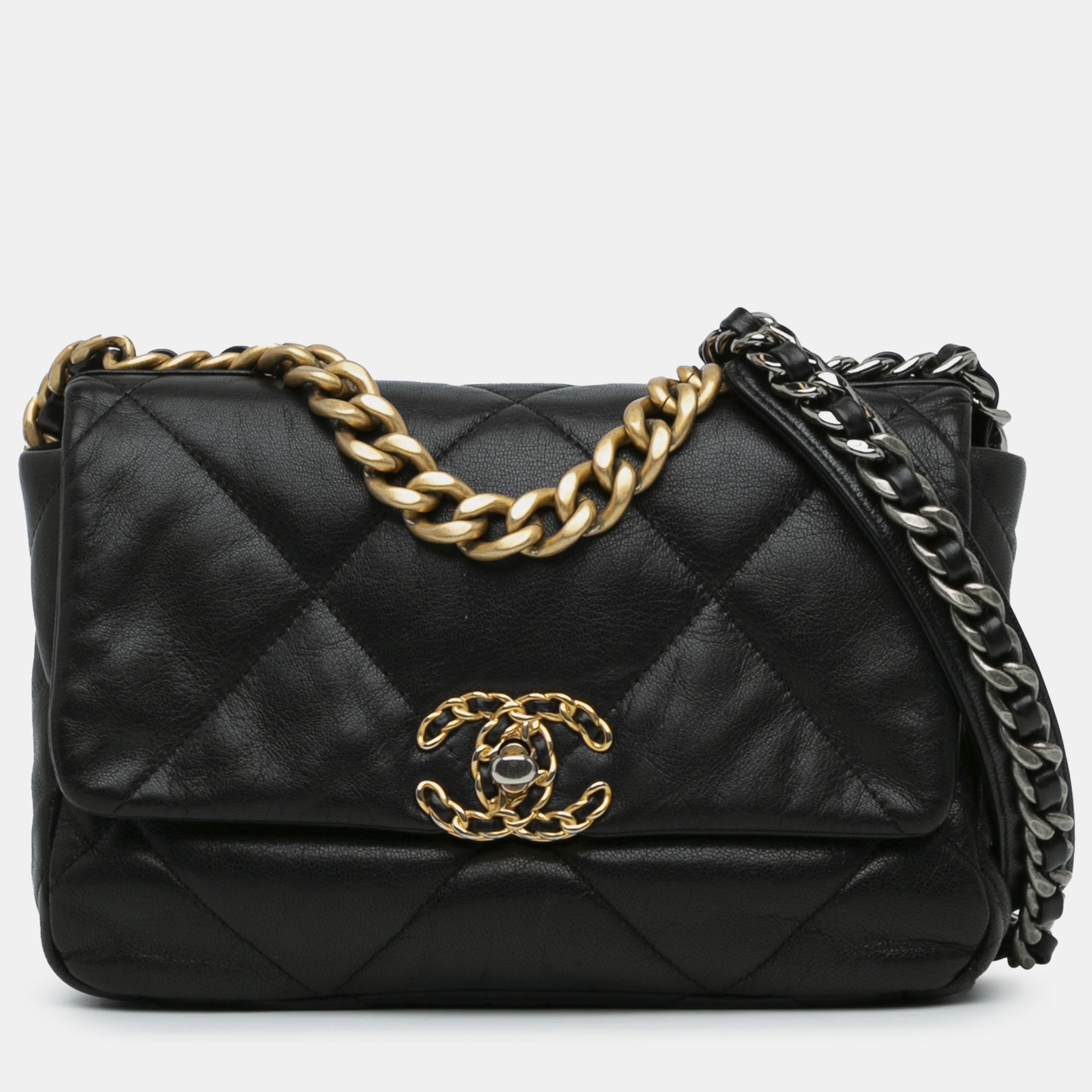 

Chanel Medium Lambskin 19 Flap Bag, Black