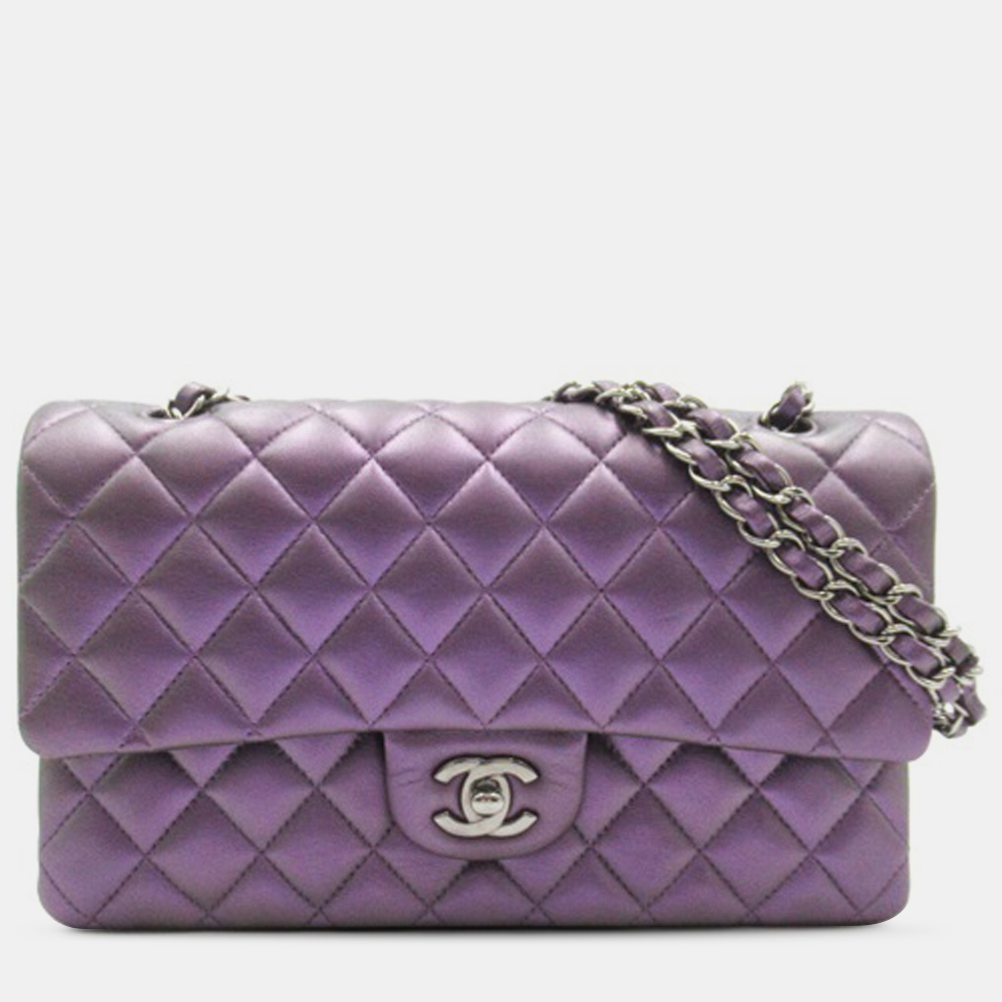 

Chanel Medium Classic Iridescent Lambskin Double Flap, Purple