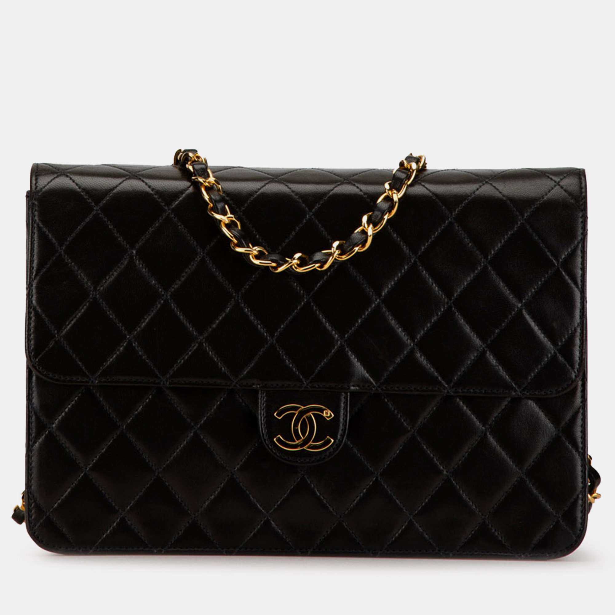 

Chanel CC Quilted Lambskin Single Flap, Black