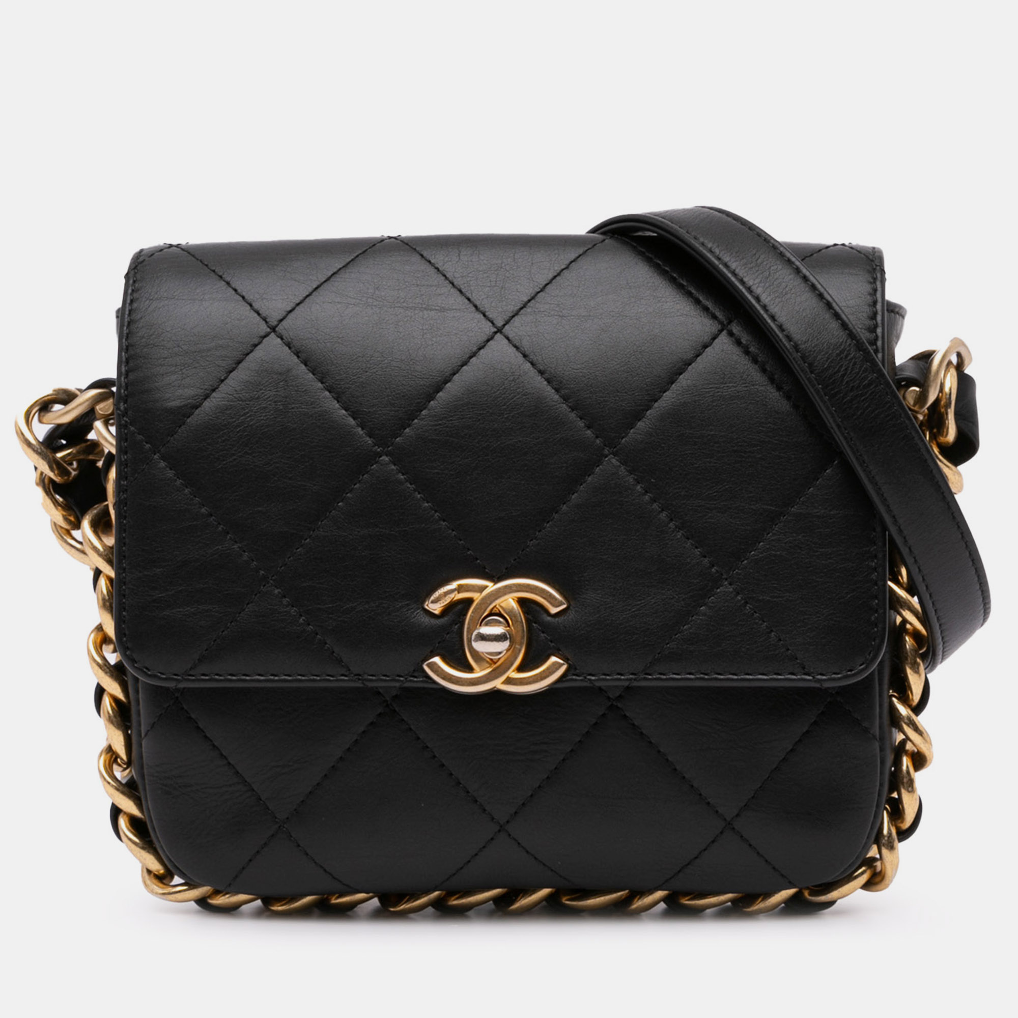 

Chanel Small Quilted Calfskin Framing Chain Flap, Black