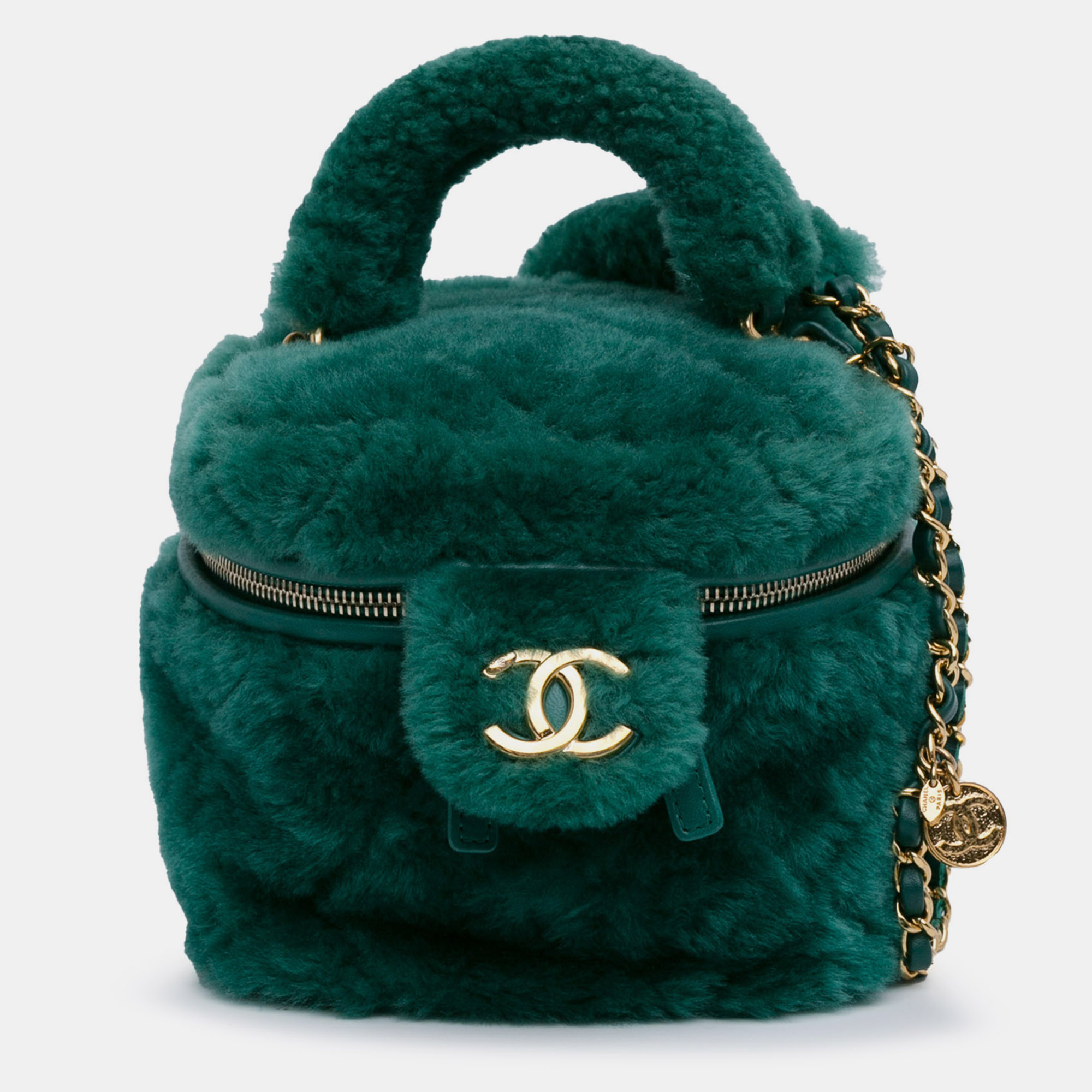 

Chanel Small Quilted Shearling Vanity Case, Green