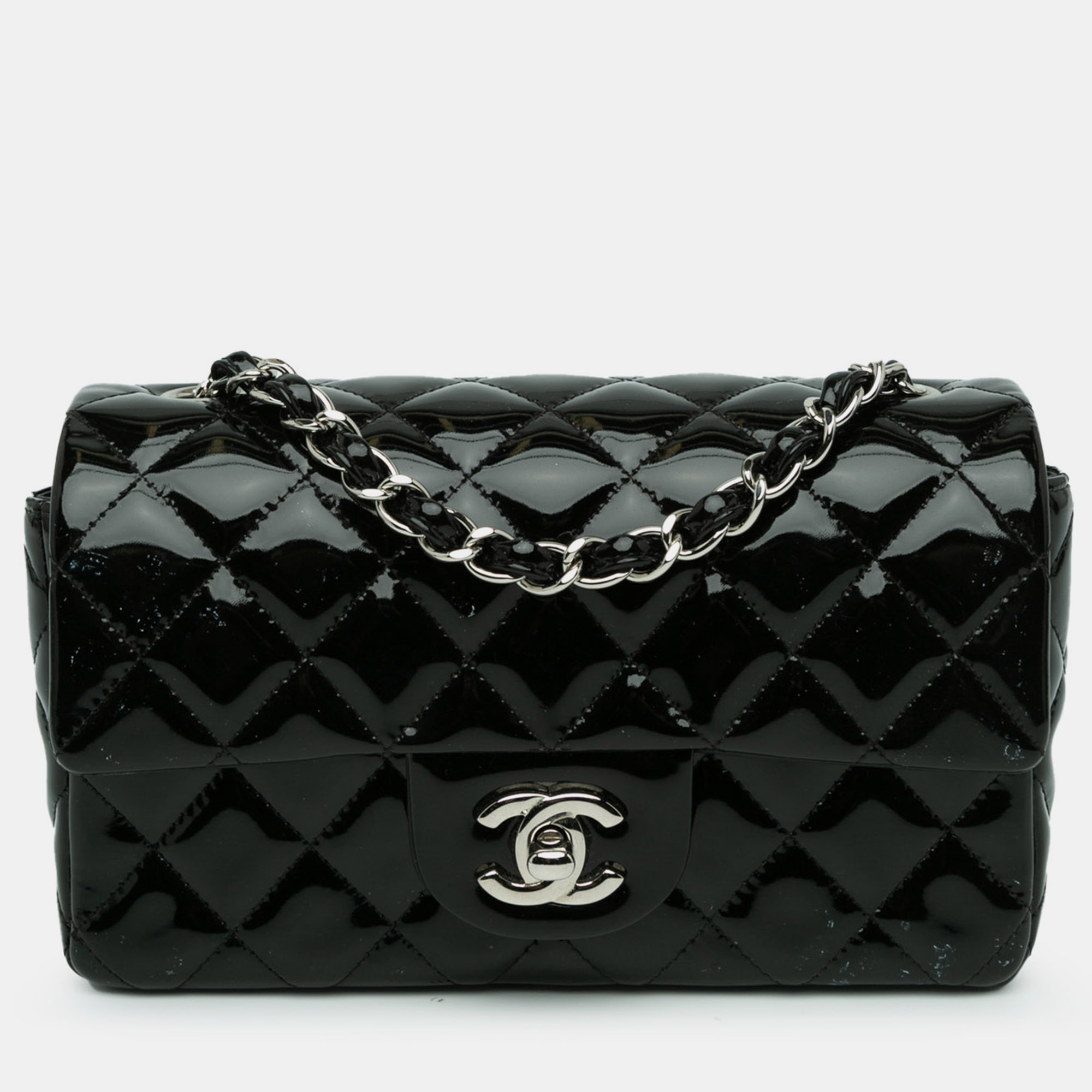 

Chanel Mini Rectangular Classic Patent Single Flap, Black