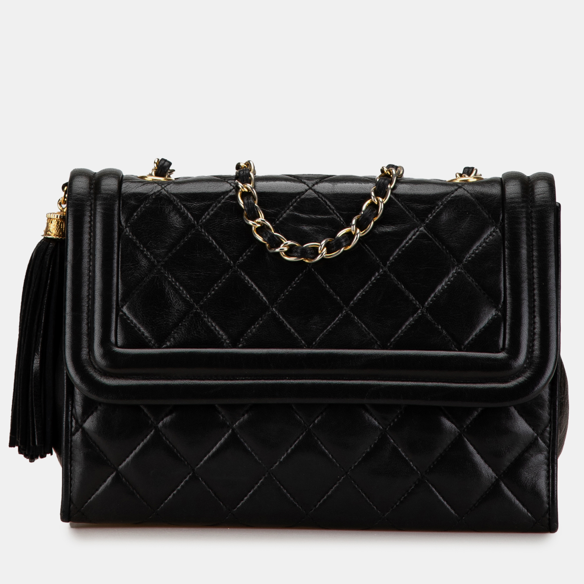 

Chanel Quilted Lambskin Tassel Crossbody, Black