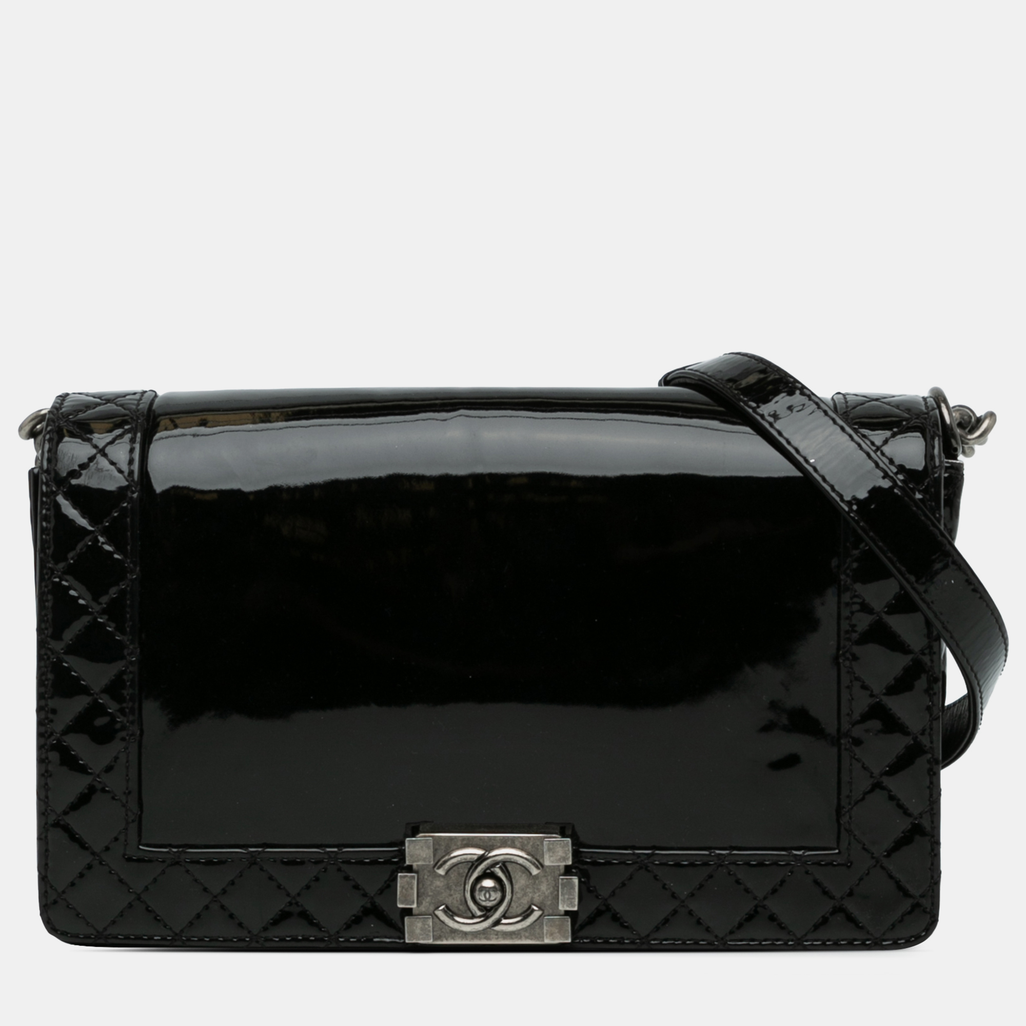 

Chanel Medium Patent Reverso Boy Flap, Black