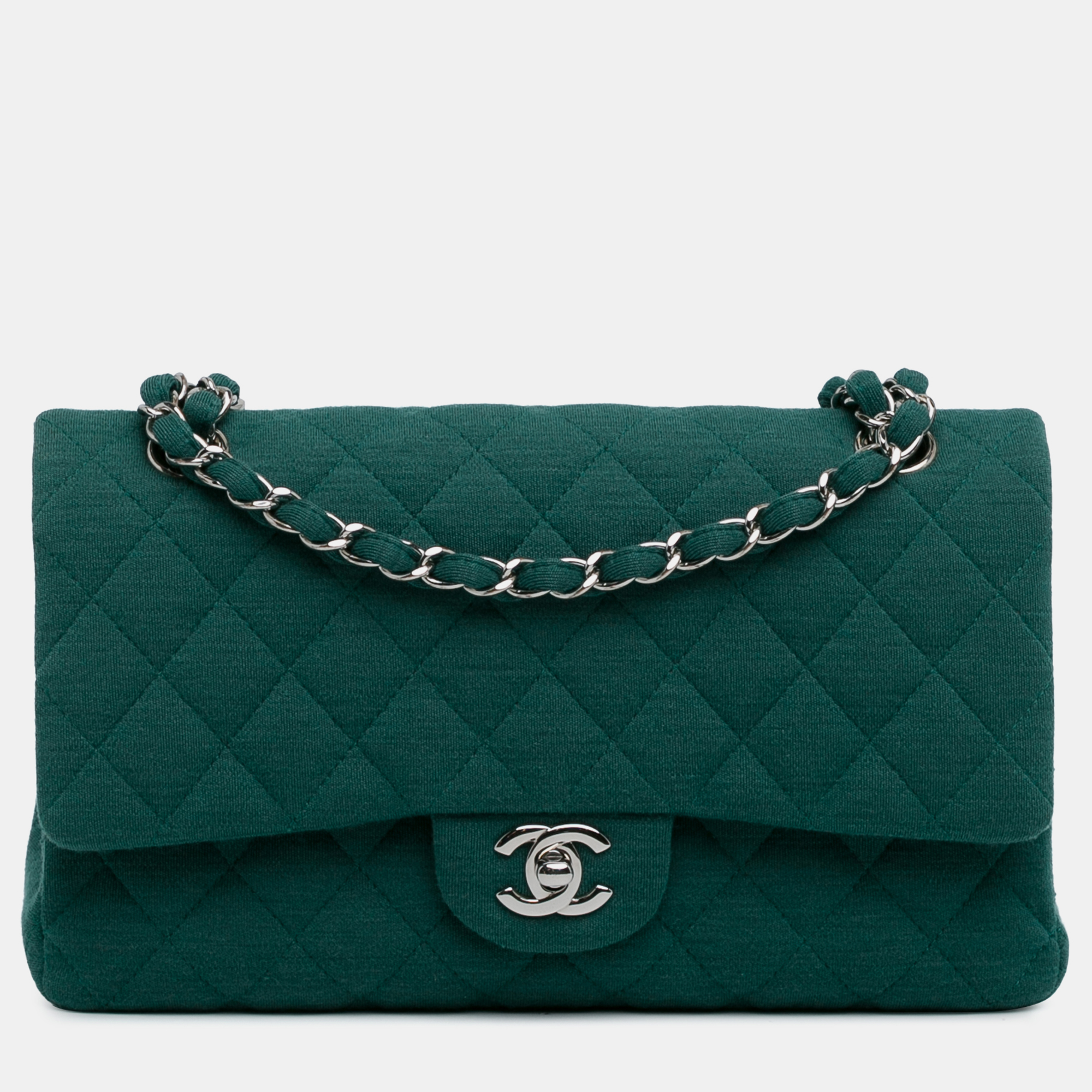 

Chanel Medium Classic Jersey Double Flap, Green