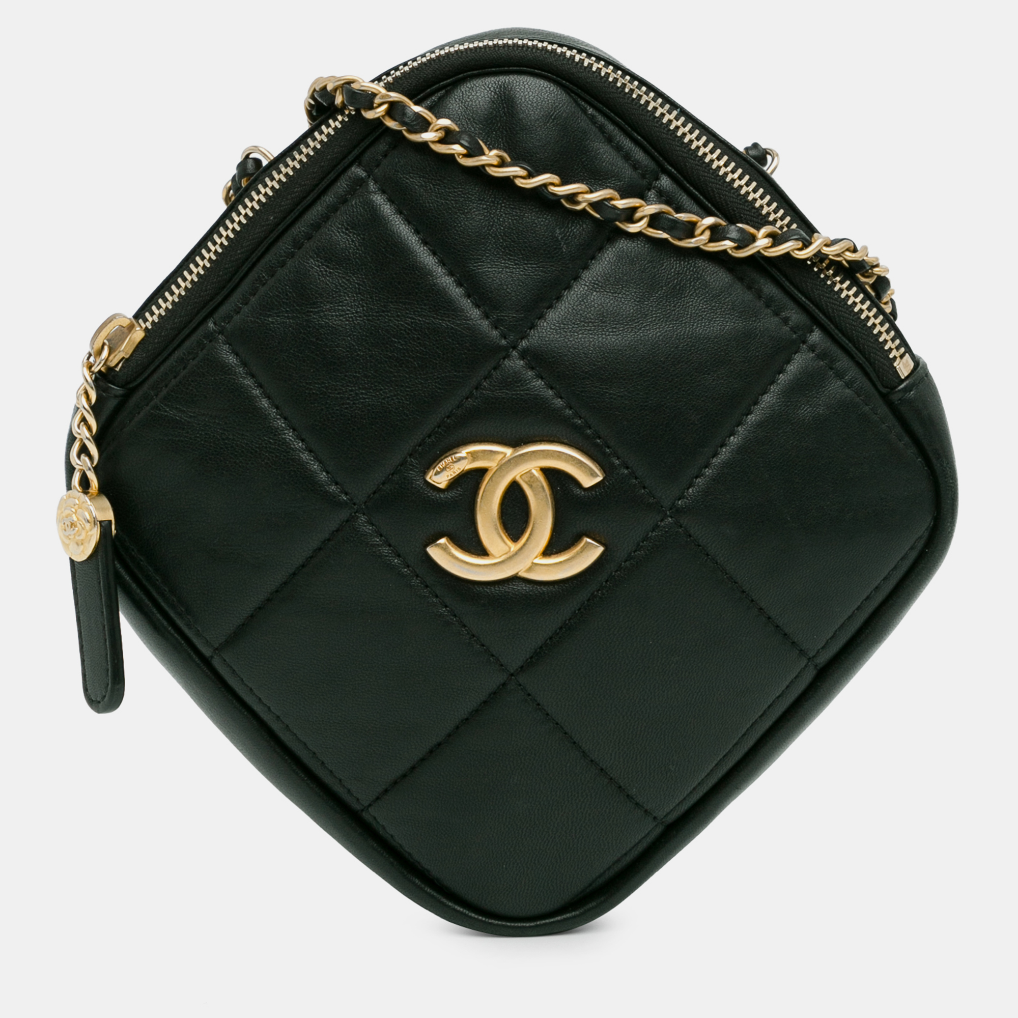 

Chanel CC Lambskin Diamond Clutch with Chain, Black