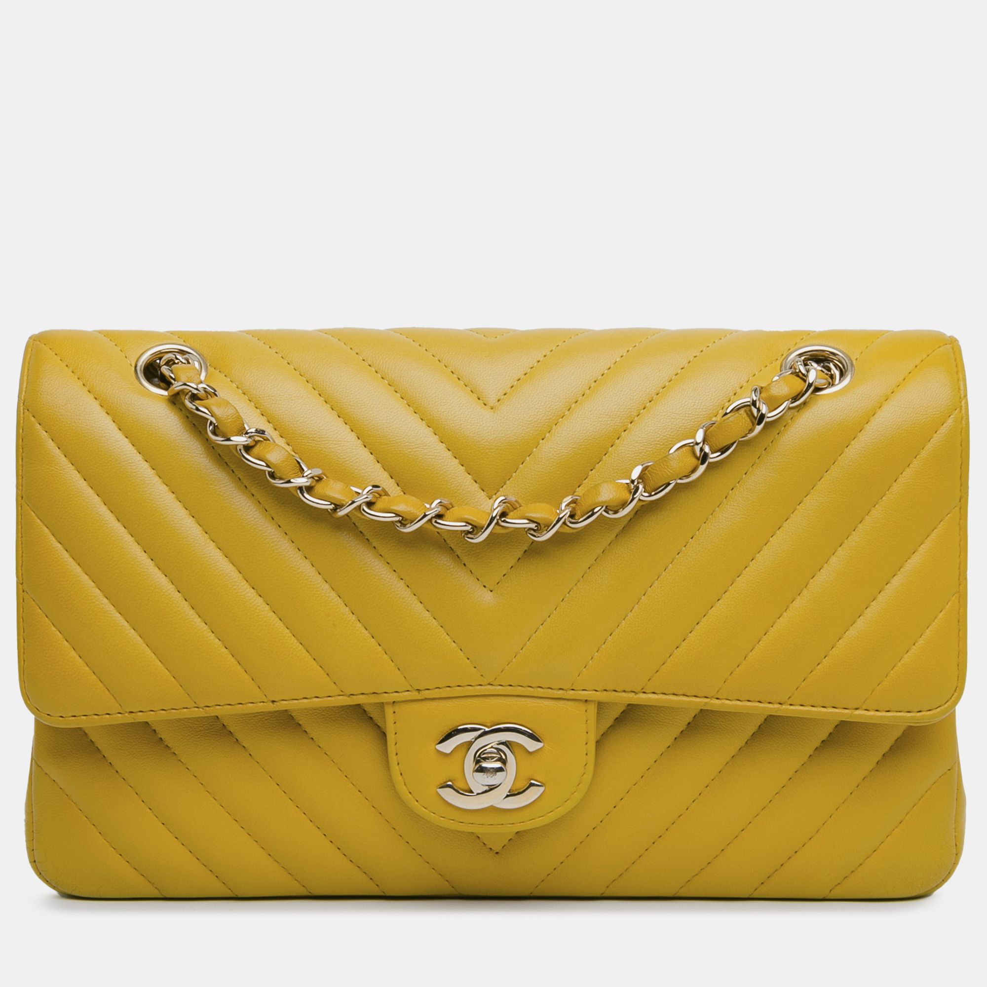 

Chanel Medium Classic Chevron Lambskin Double Flap, Yellow