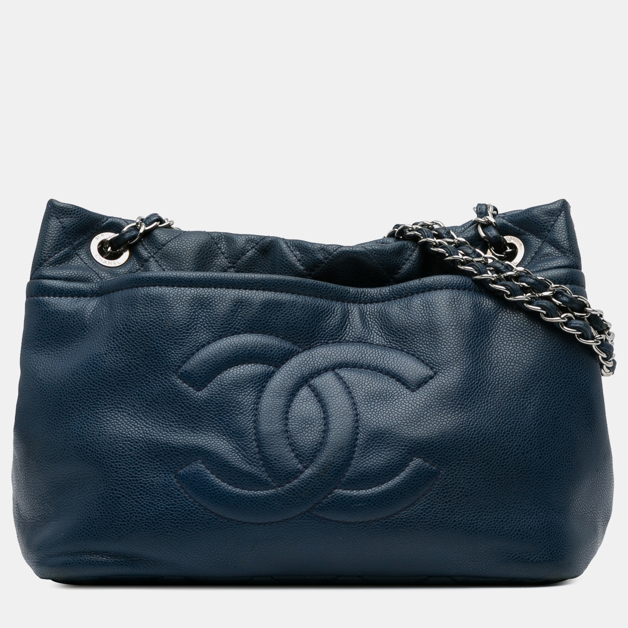 

Chanel CC Quilted Caviar Chain Tote, Navy blue