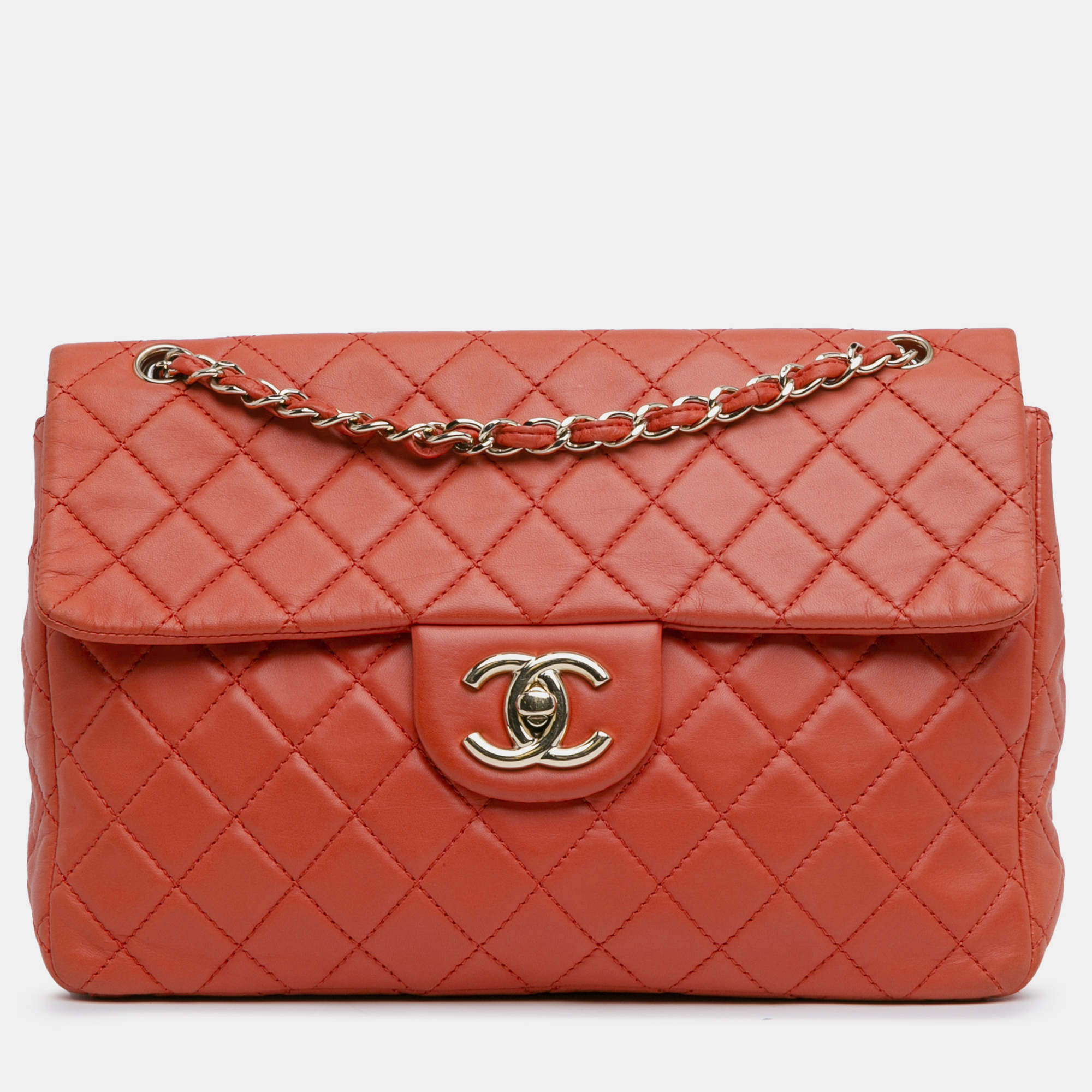 

Chanel Jumbo  Classic Lambskin Single Flap, Red