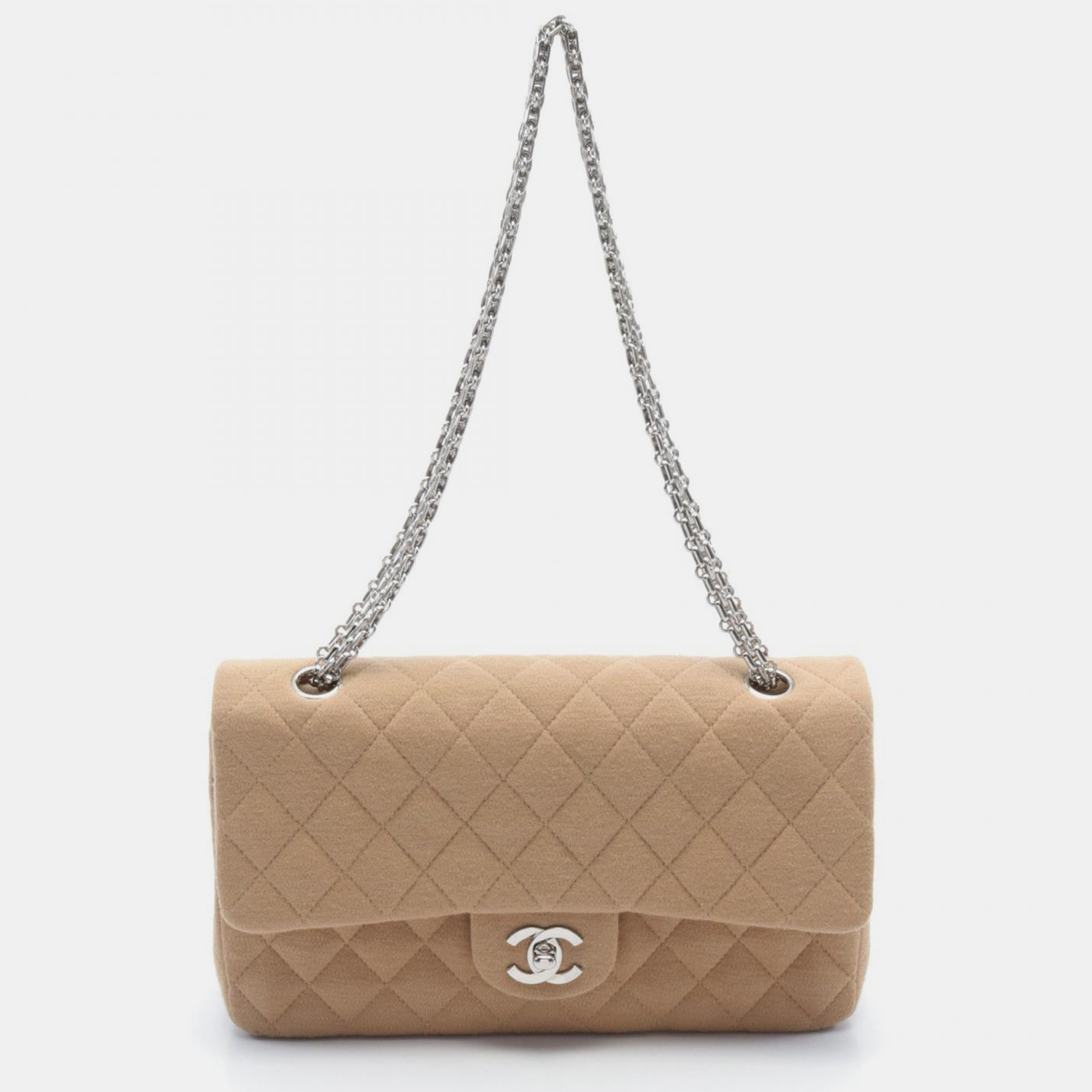 

Chanel Beige Canvas Medium Classic Double Flap Shoulder Bags