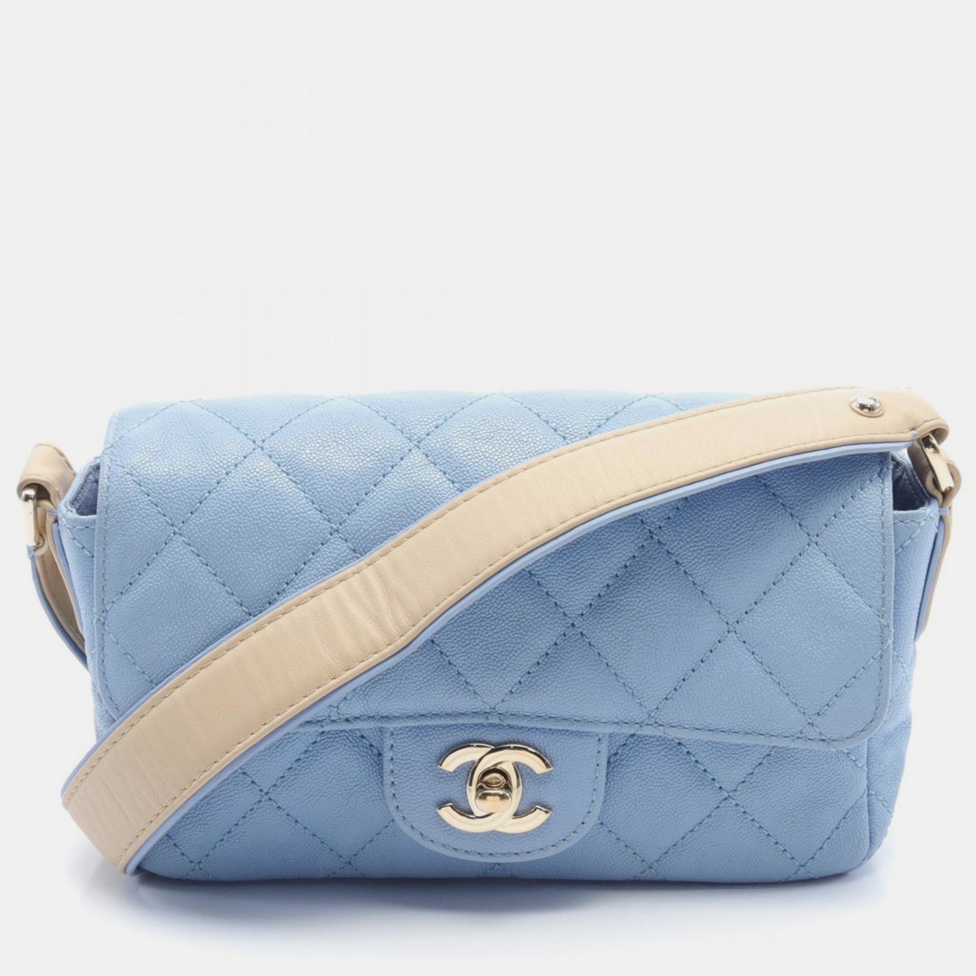 

Chanel Blue Leather CC Caviar Mini Flap Shoulder Bag