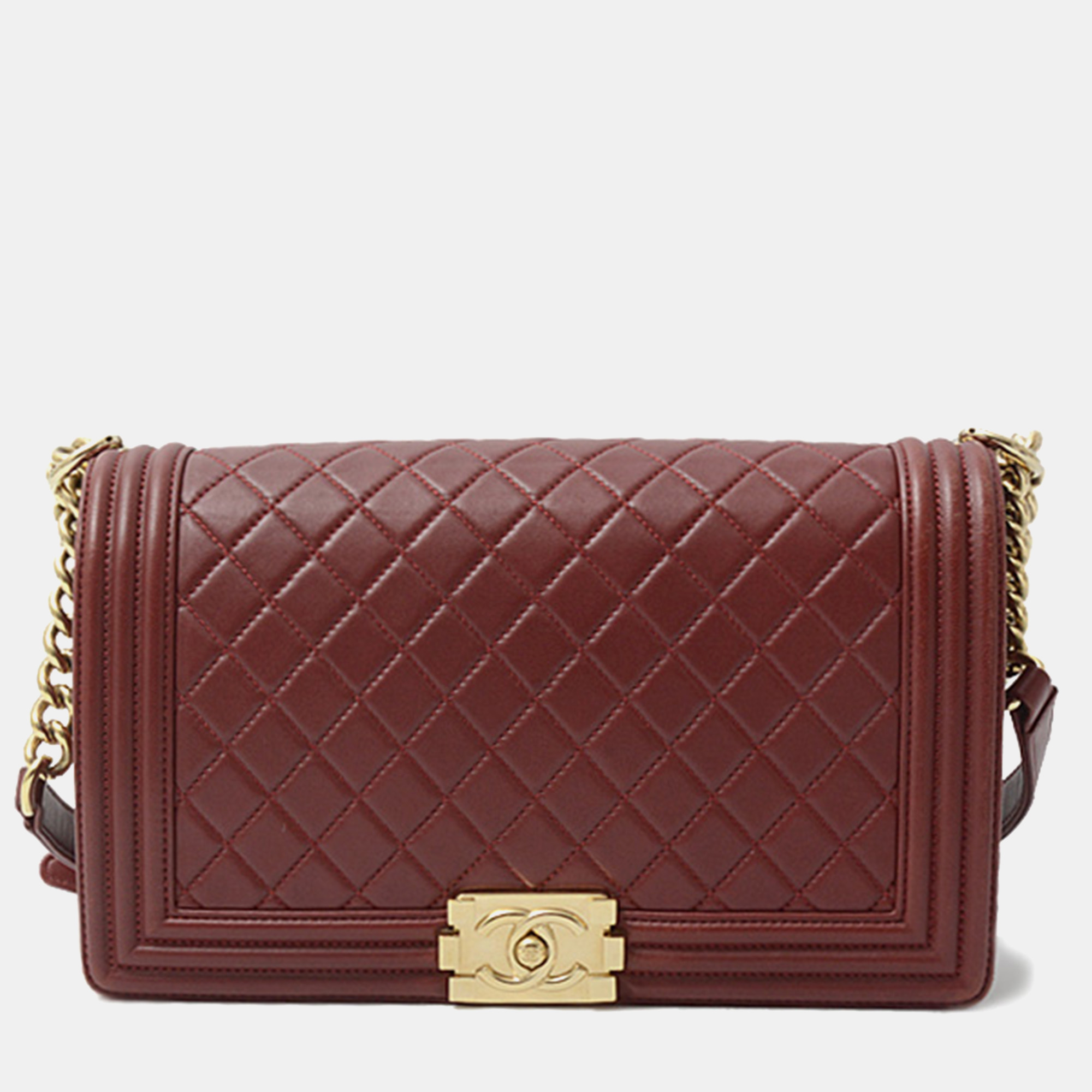 

Chanel Burgundy Lambskin Leather  Boy Chain Shoulder Bag