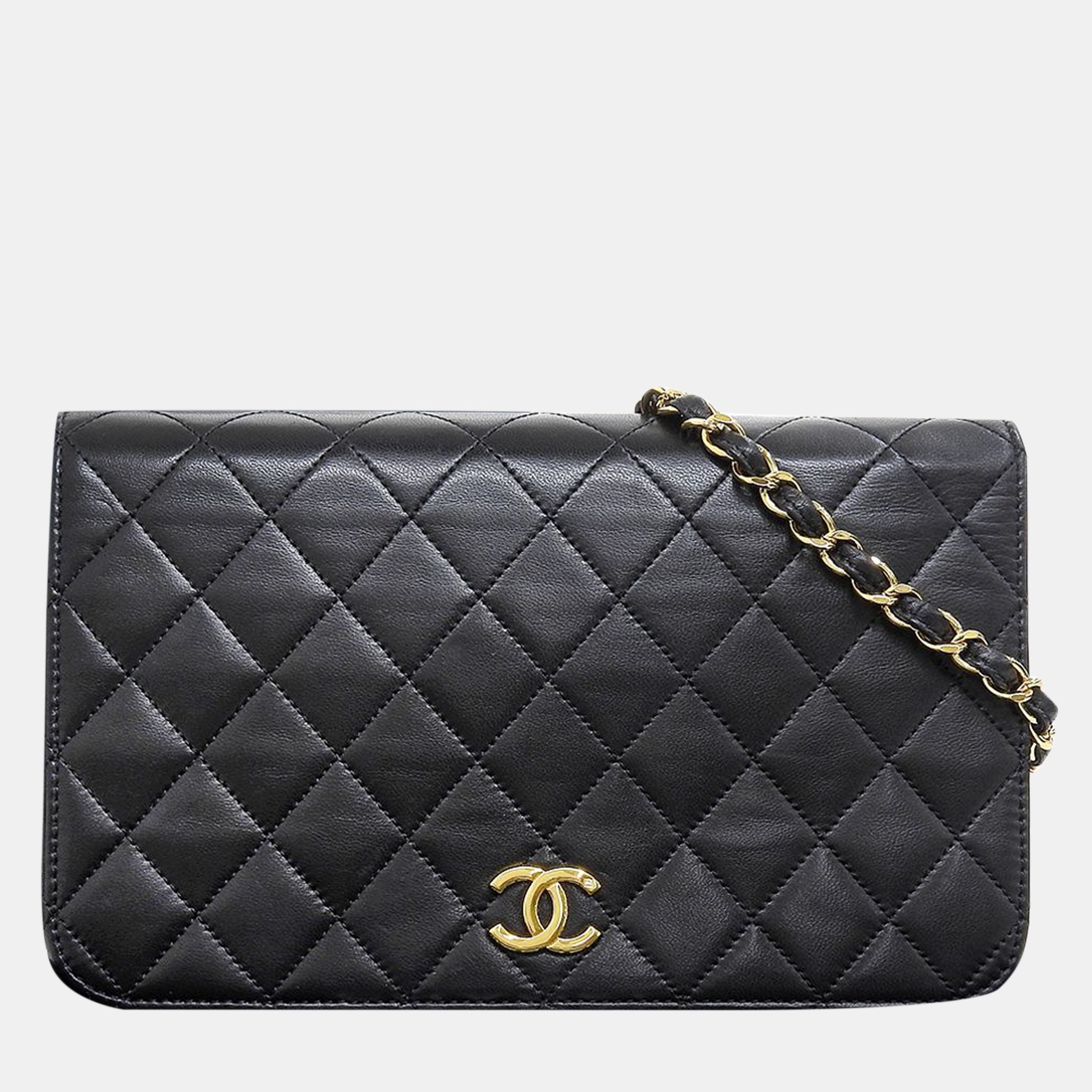 

Chanel Black Leather Matelasse Full Flap Chain Shoulder Bag