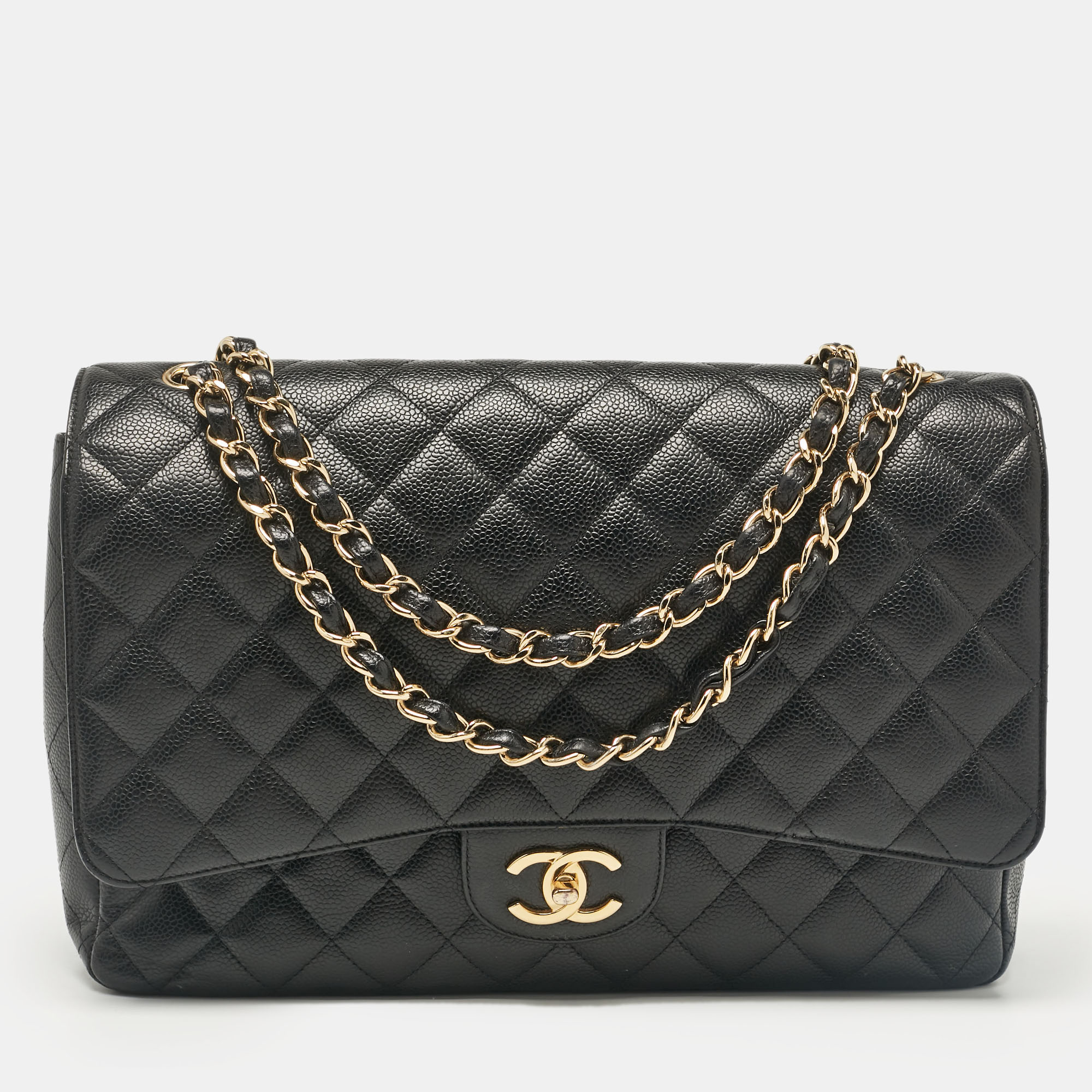 

Chanel Black Caviar Quilted Leather Maxi Classic Double Flap Bag