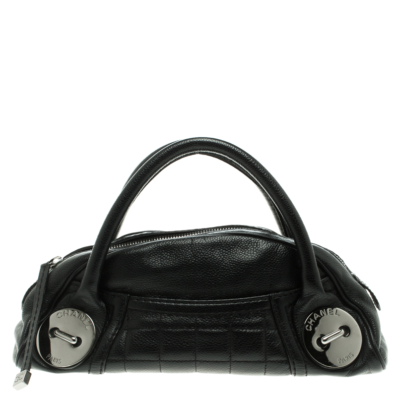 Pre Owned Chanel Black Caviar Leather Mini Bowling Bag