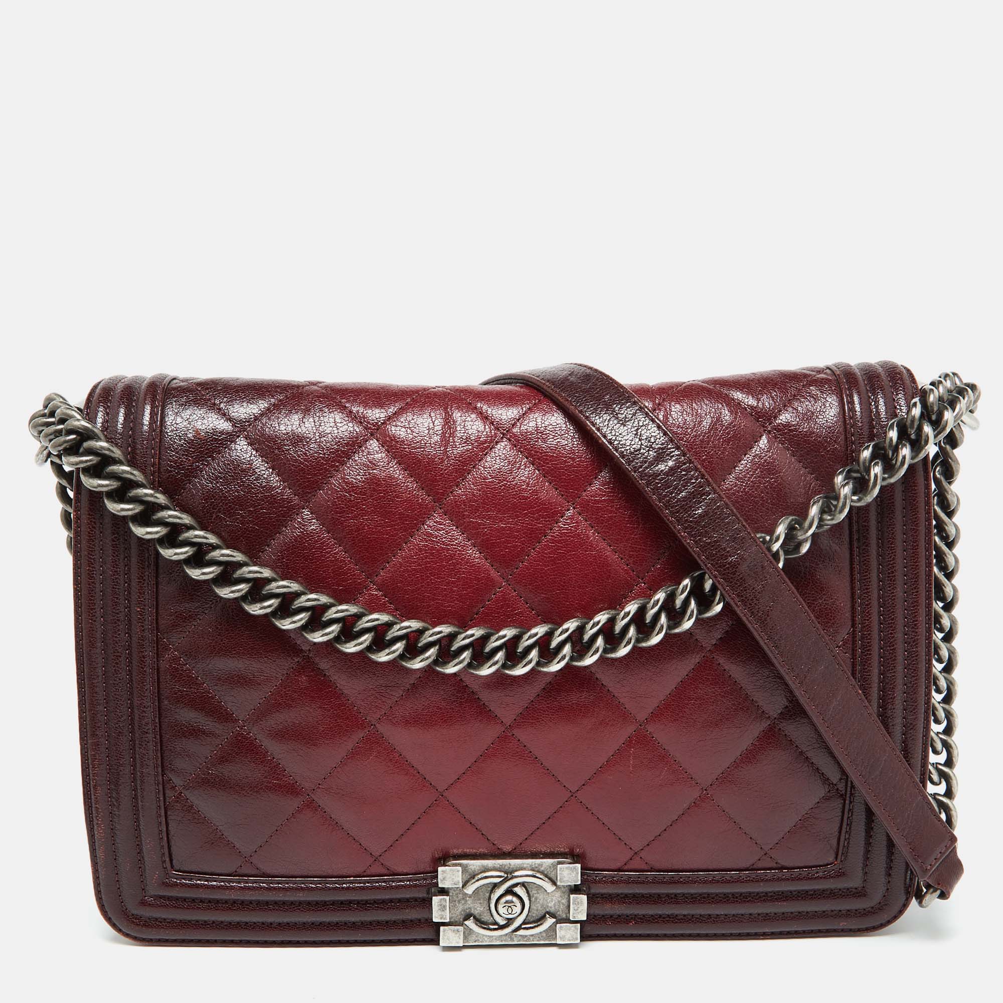 

Chanel Burgundy Ombre Quilted Leather Large Boy Flap Bag