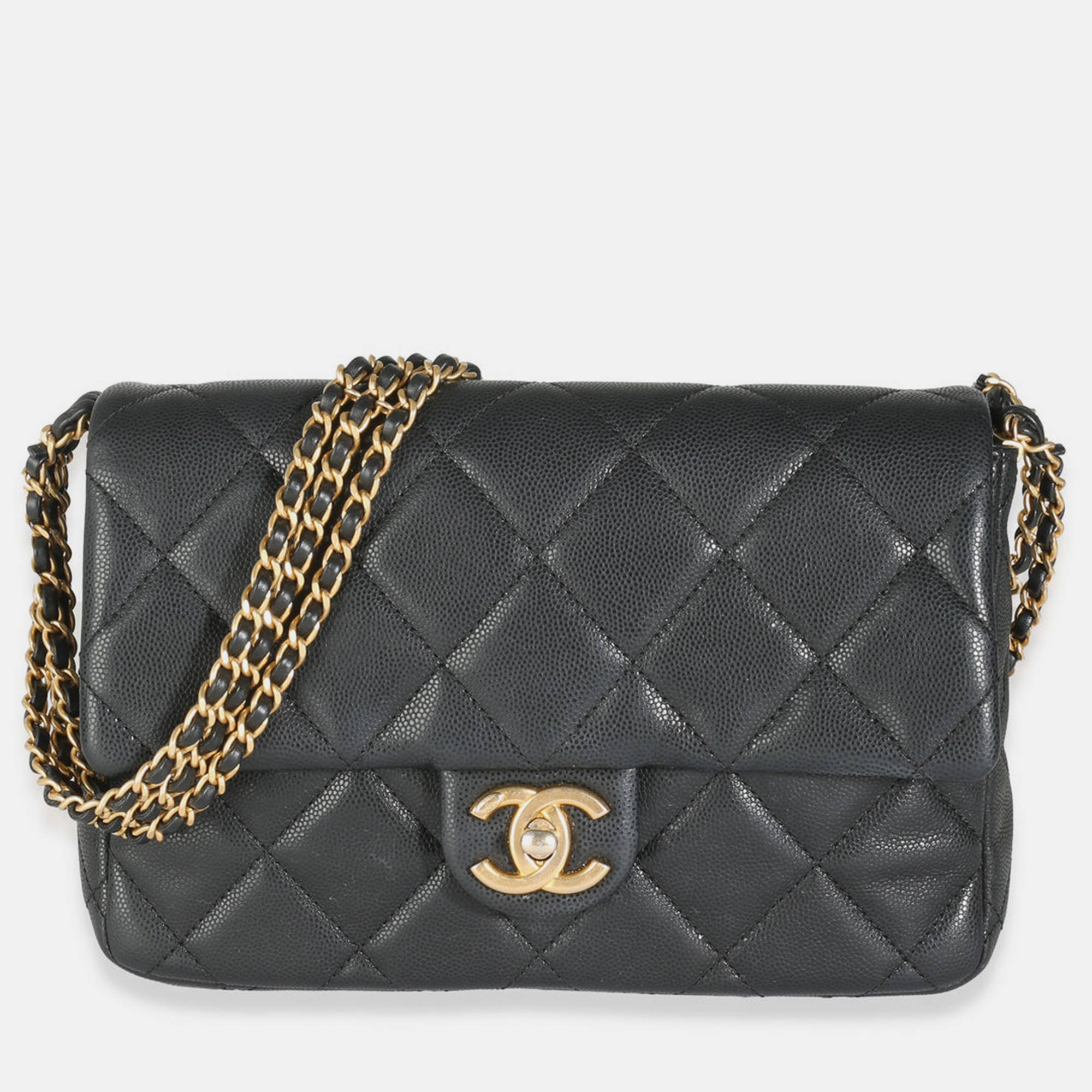 

Chanel Black Quilted Caviar Small Multi Chain Flap Bag