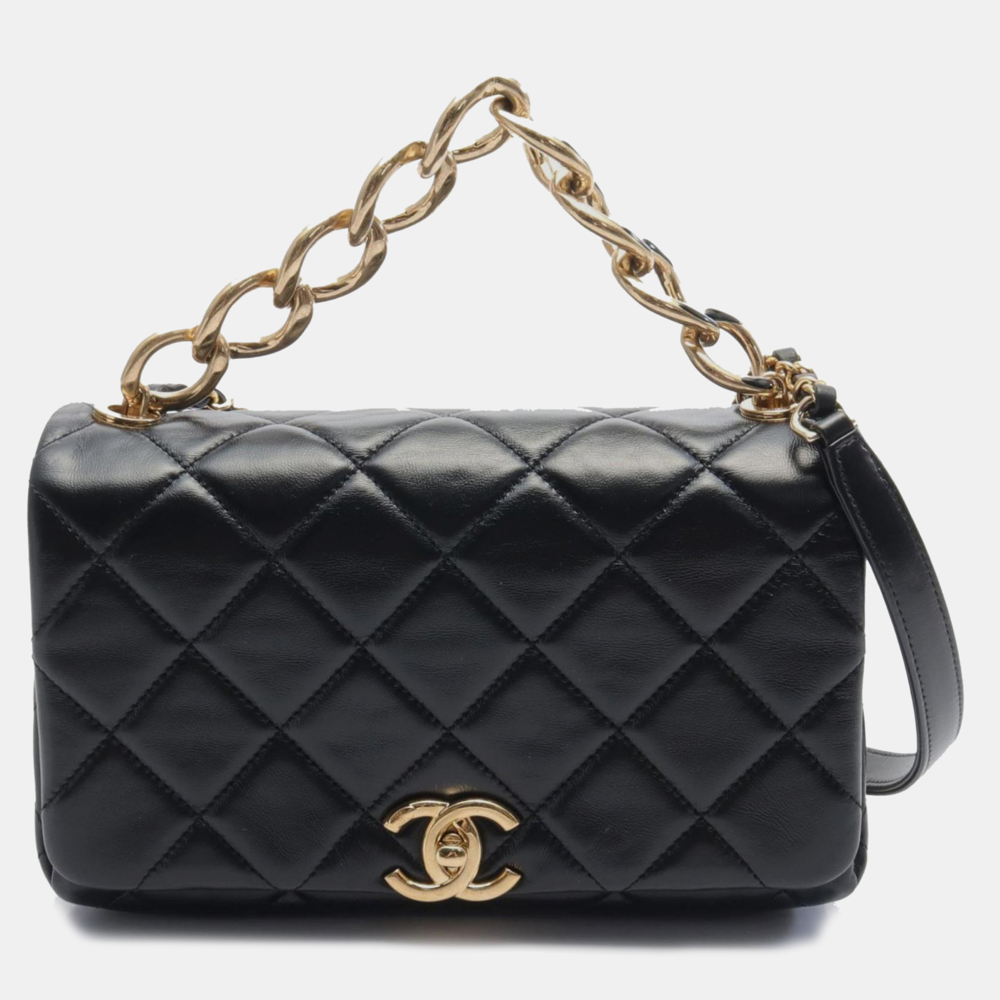 

Chanel Black Lambskin Matelasse Shoulder Bag