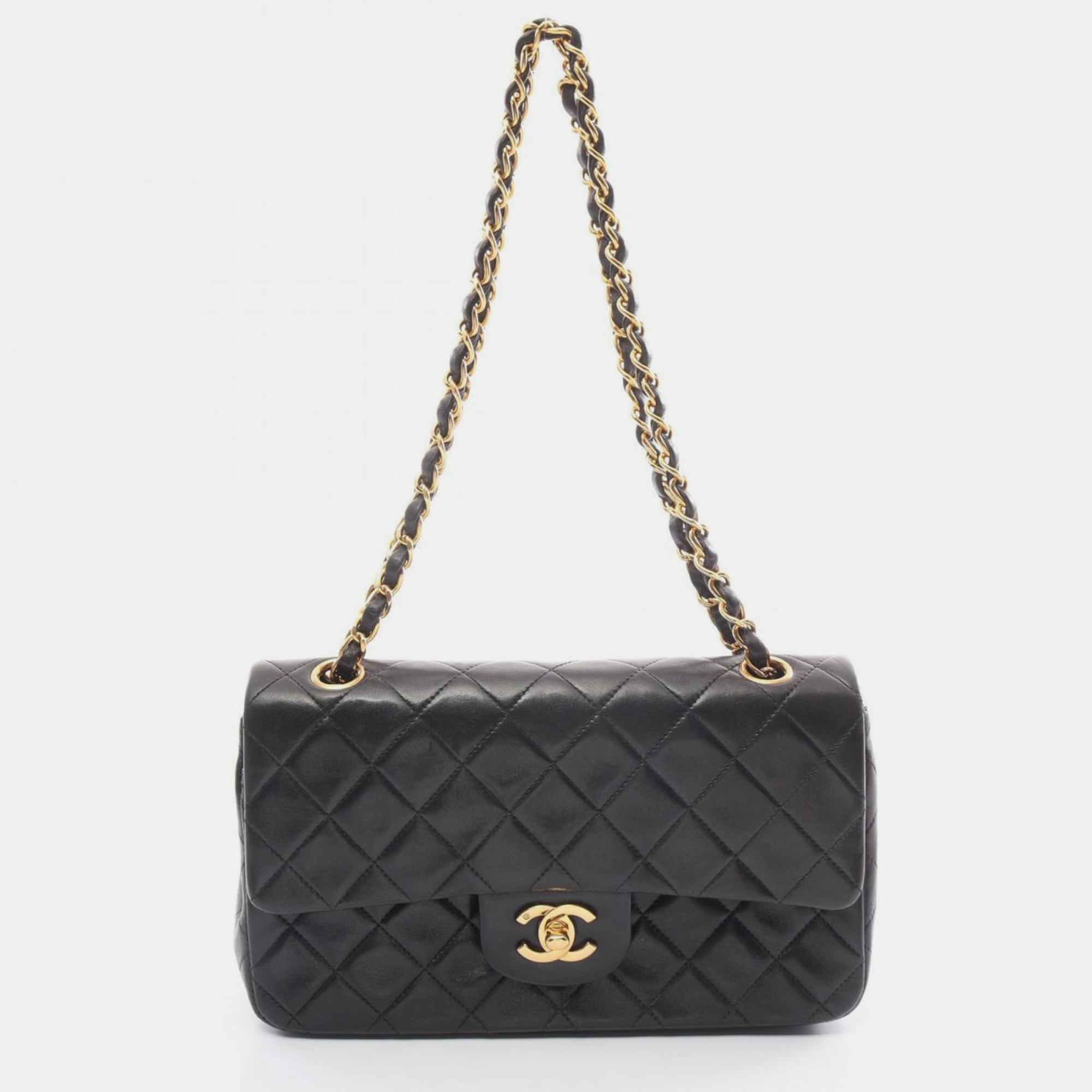 

Chanel Black Lambskin Matelasse Double Flap Shoulder Bag