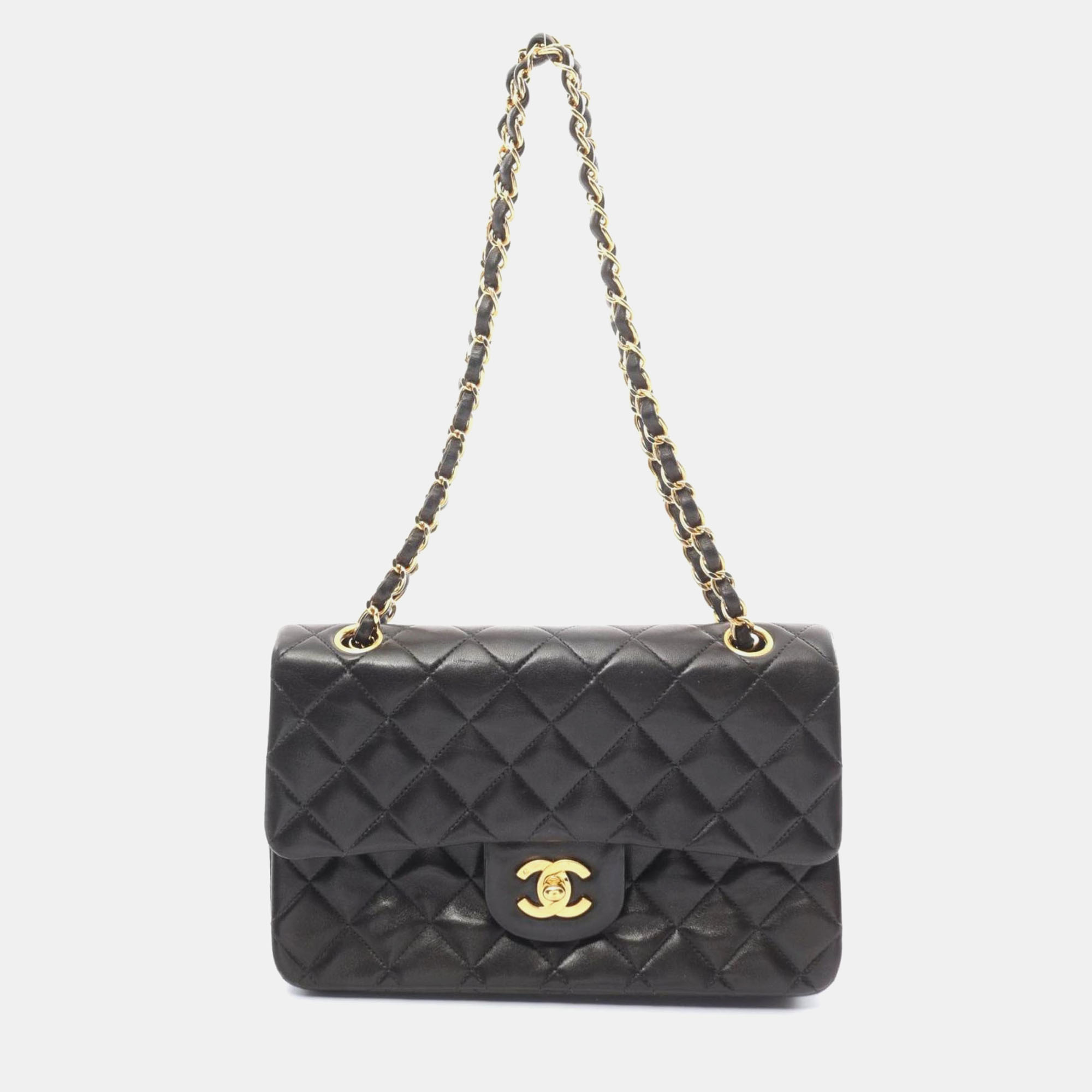 

Chanel Black Lambskin Matelasse Double Flap Shoulder Bag