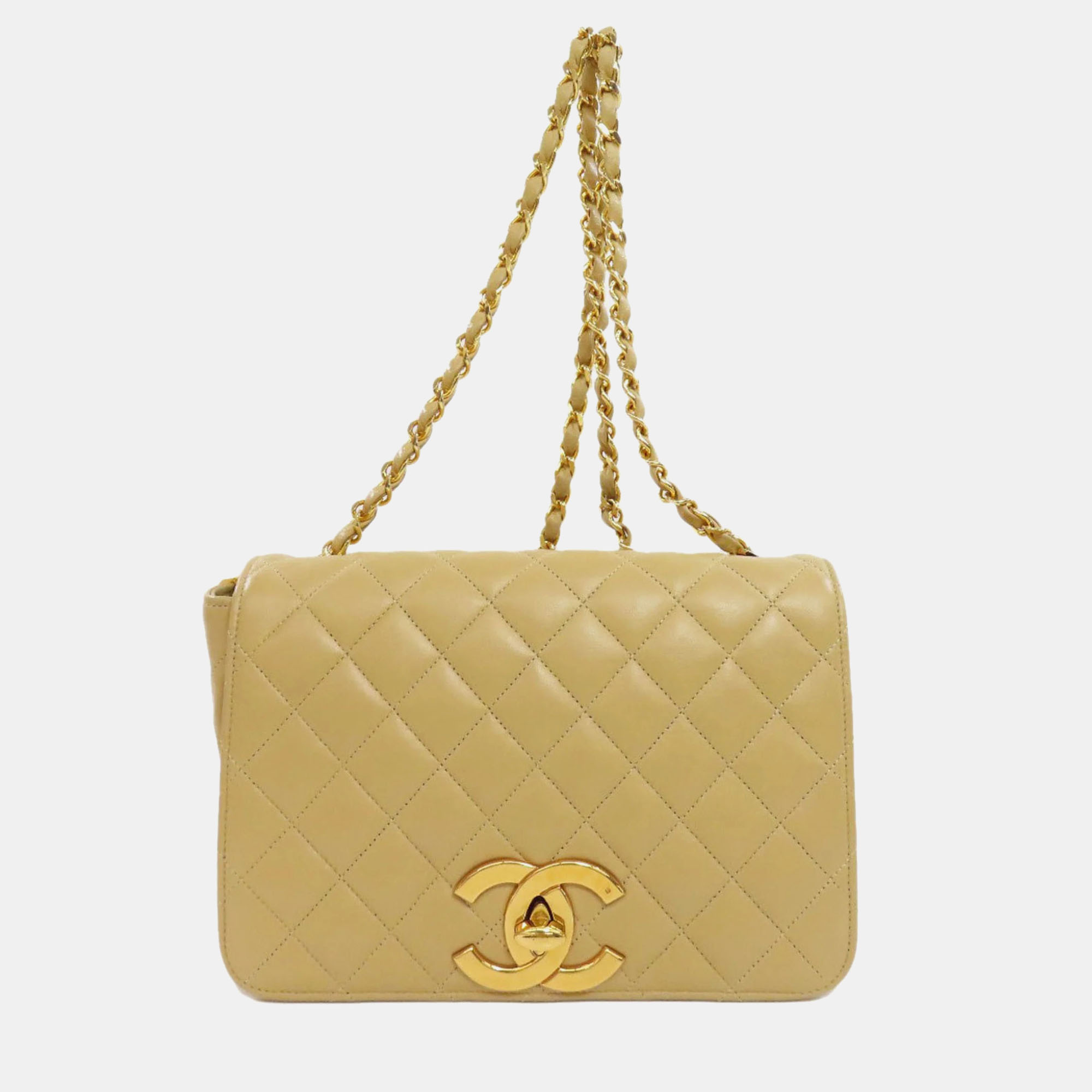 

Chanel Lambskin Matelasse Chain Shoulder Bag, Beige