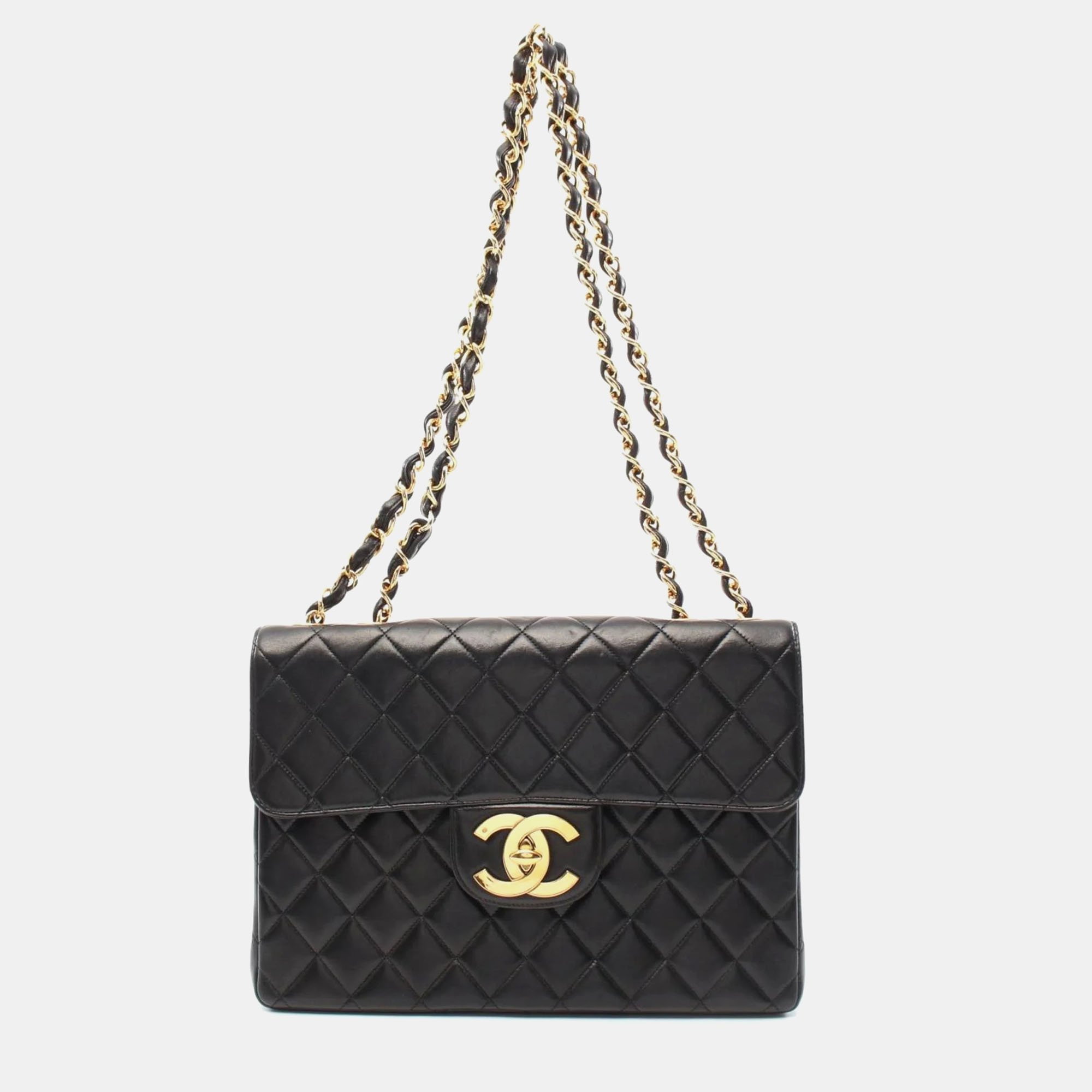 

Chanel Black Lambskin (Sheepskin) Deca Matelasse 30 Shoulder Bag