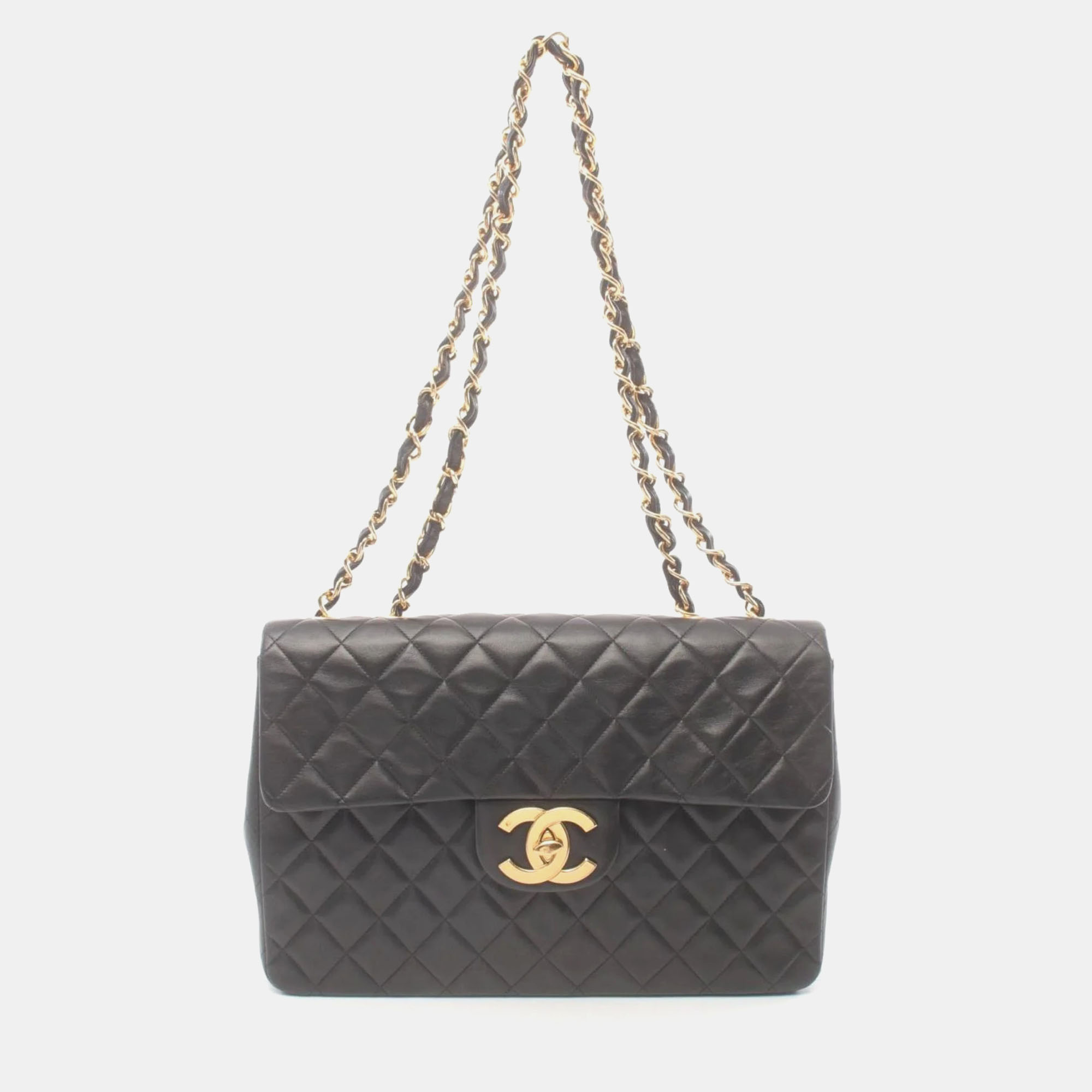 

Chanel Black Lambskin (Sheepskin) Deca Matelasse 34 Shoulder Bag