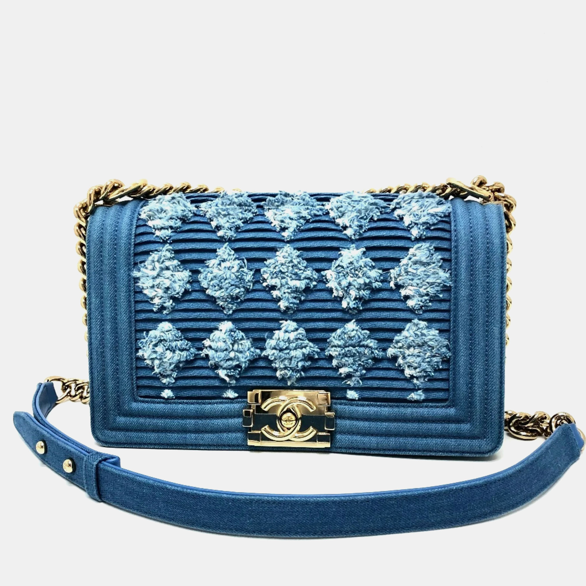 

Chanel Blue Denim Boy Chain Bag Shoulder