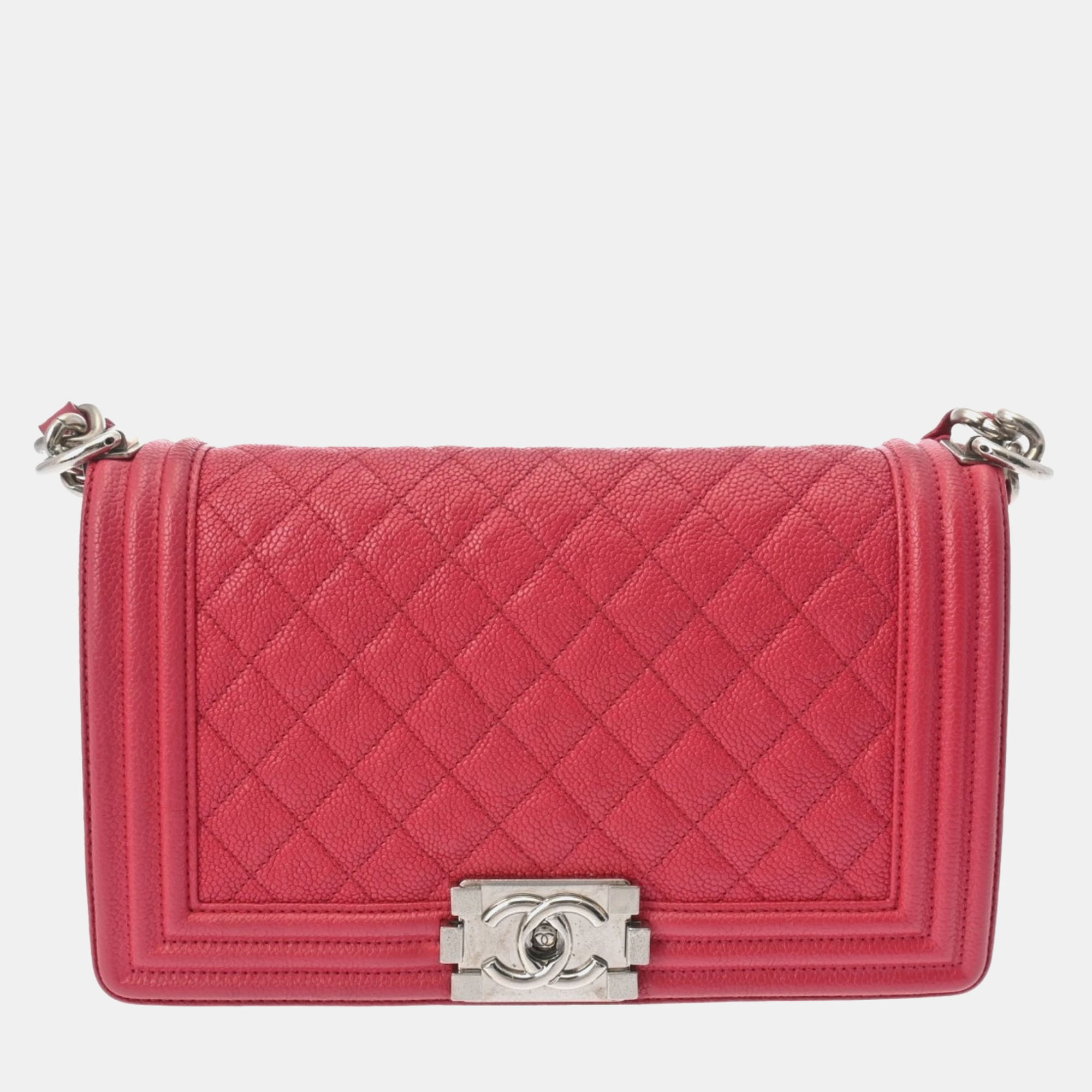 Pre-owned Chanel Chain Shoulder 25cm Bag In Pink