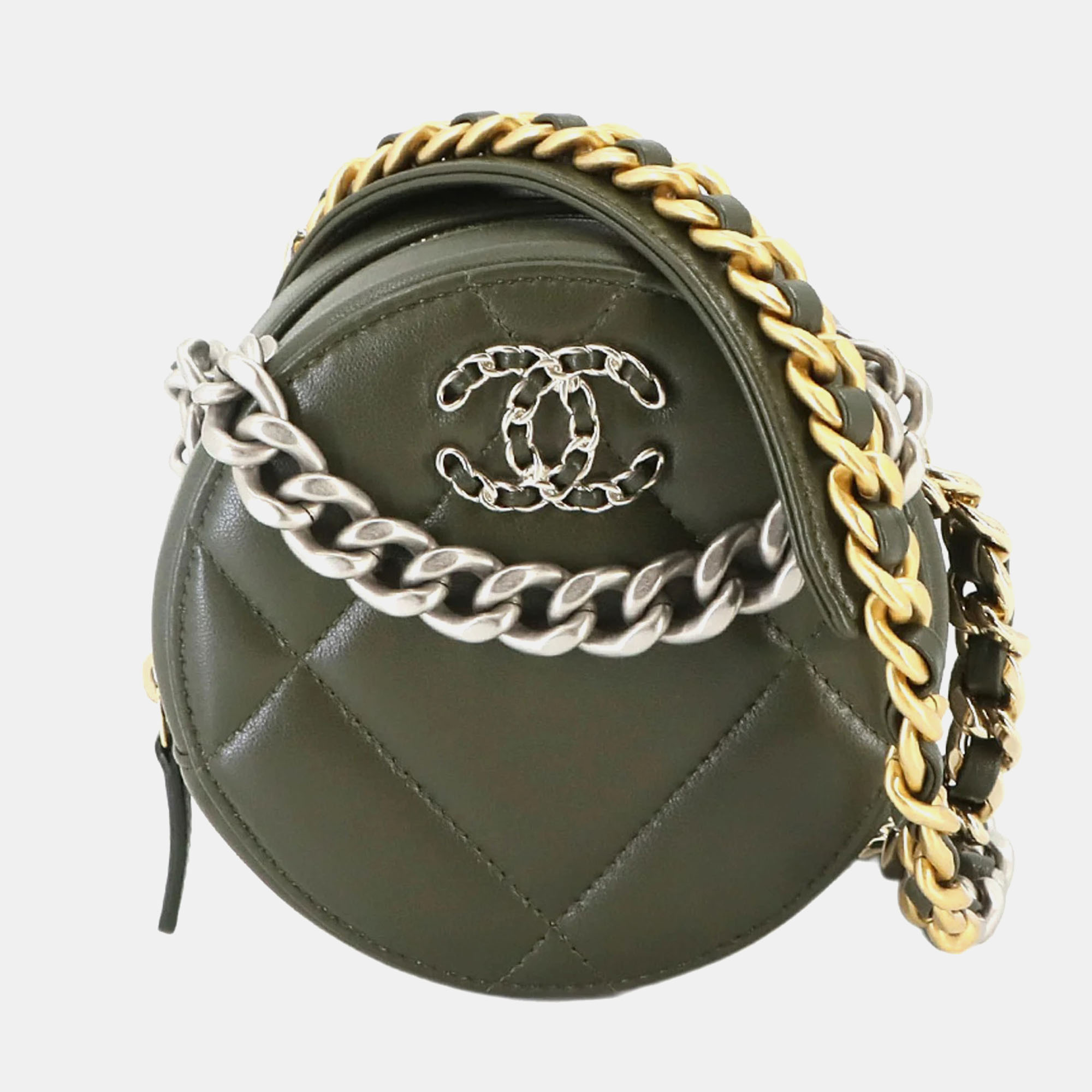 Pre-owned Chanel 19 Round Clutch Chain Bag In Brown