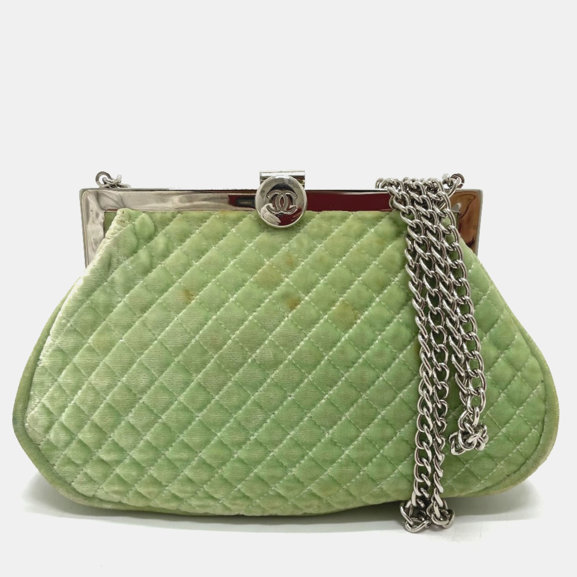 Pre-owned Chanel Green Cc Mark Kisslock Bag Chain Shoulder Bag