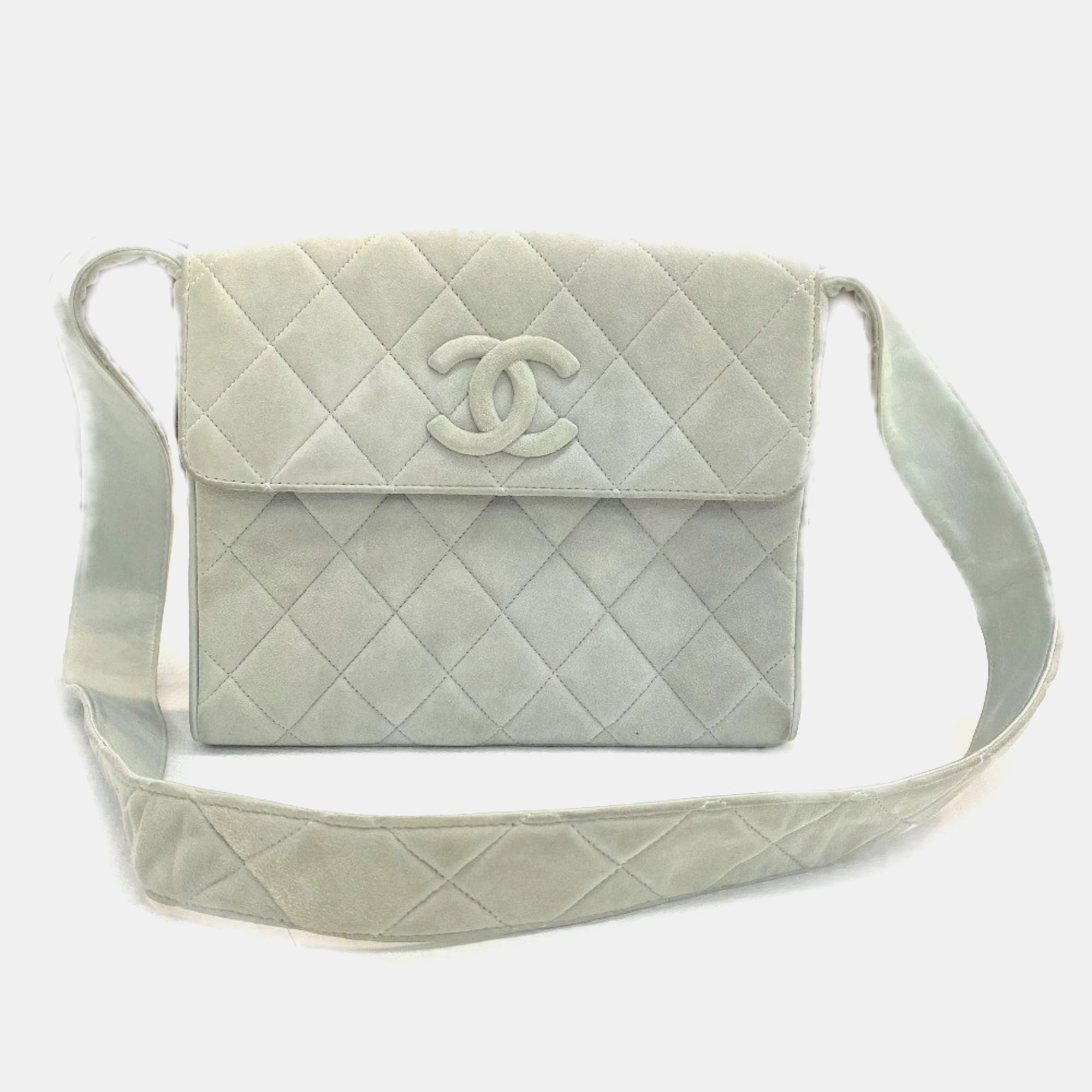 Pre-owned Chanel Light Blue Gray Cc Mark Bag