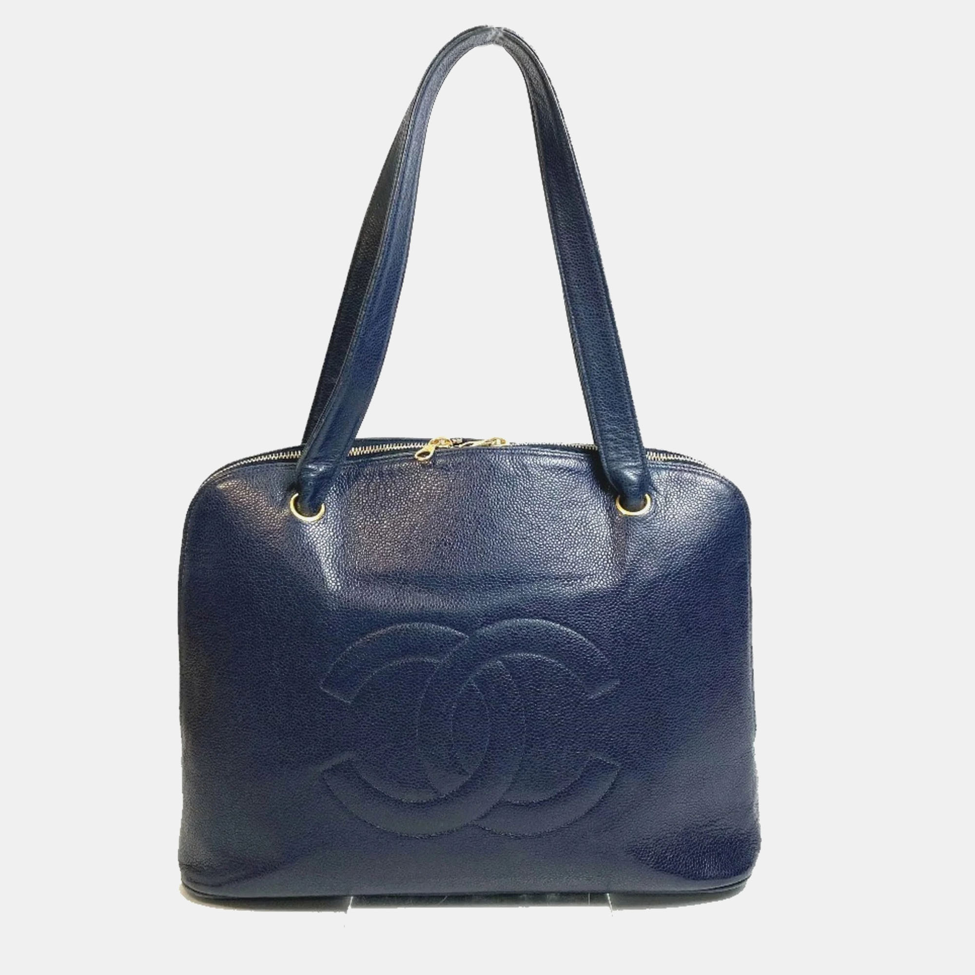 Pre-owned Chanel Navy Tote Bag In Navy Blue