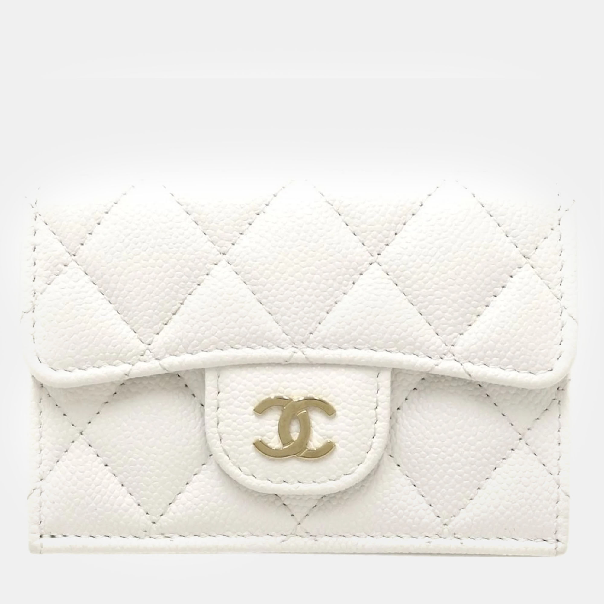 

Chanel White Caviar Skin Classic Small Trifold Wallet